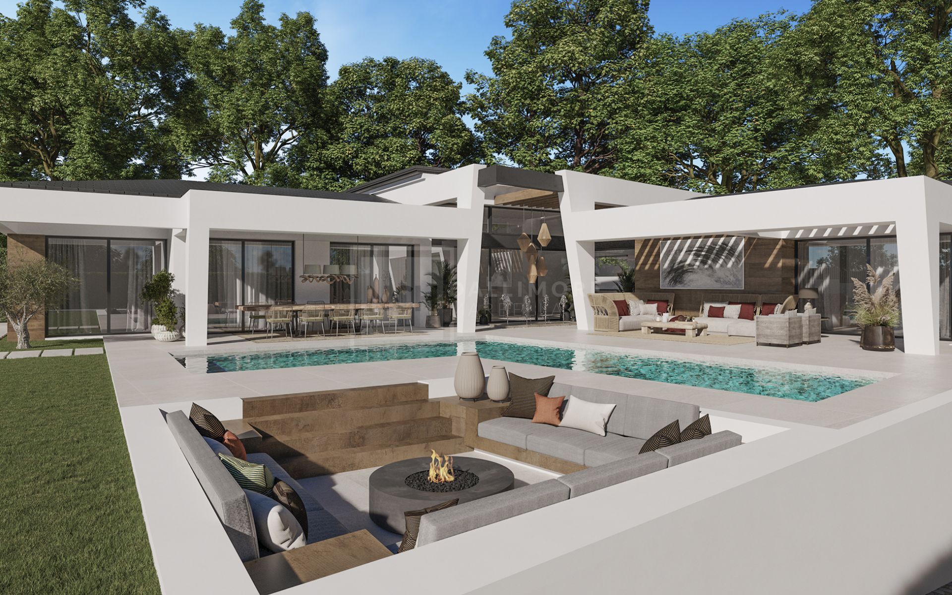 Tres villas únicas construidas en una sola planta