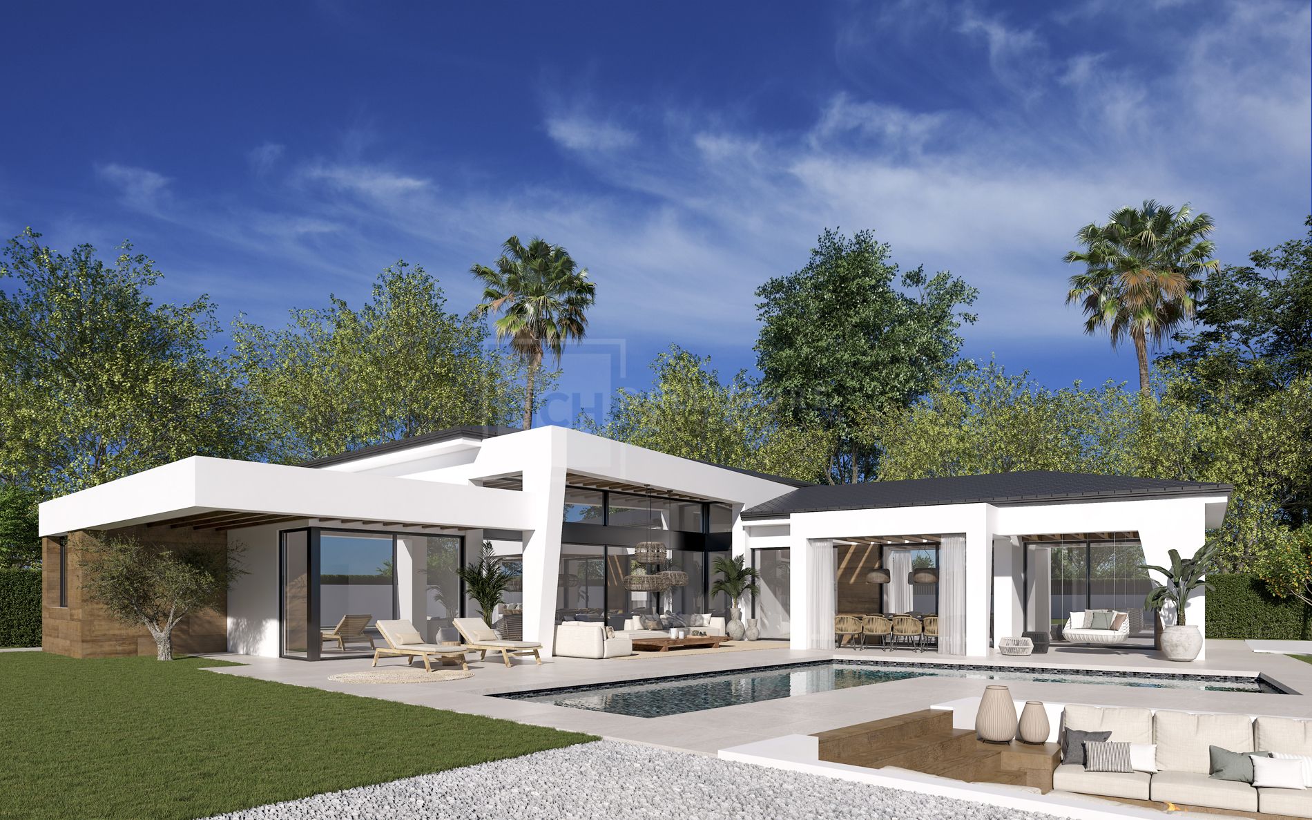 Tres villas únicas construidas en una sola planta