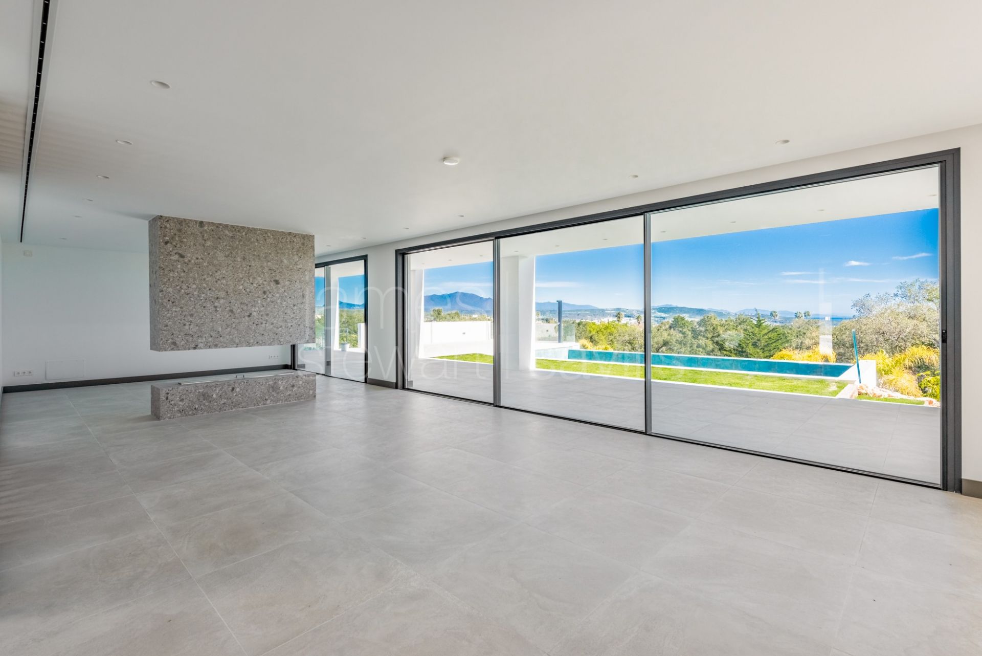 Spectacular modern style east facing villa with fabulous mountain and sea views.