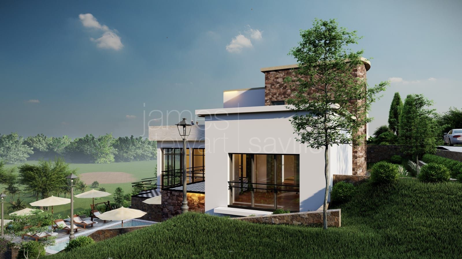 Villa structure with project for sale - South facing with sea views