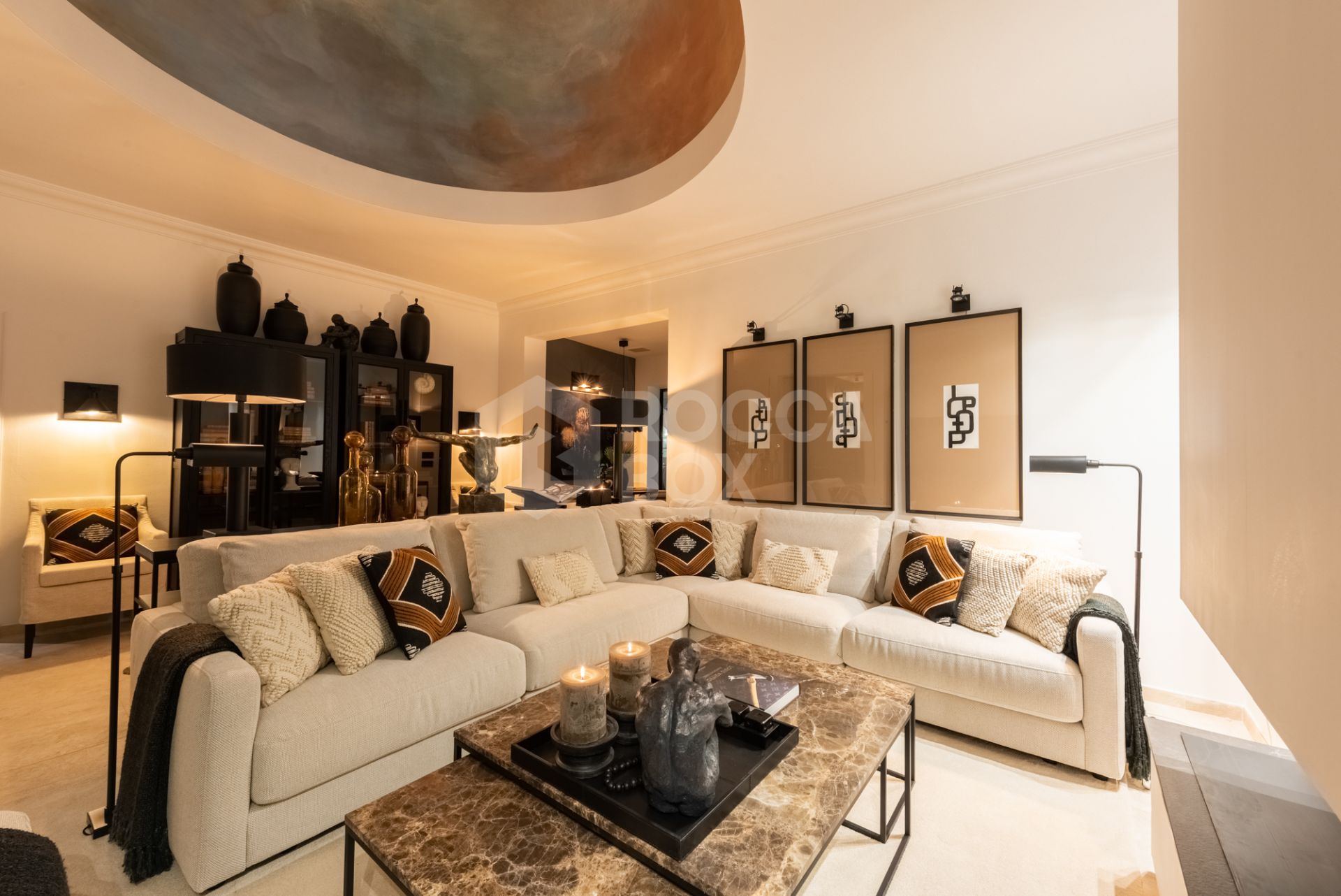 Scandi-style design bungalow in the beachfront Oasis Club on Marbella's Golden Mile.