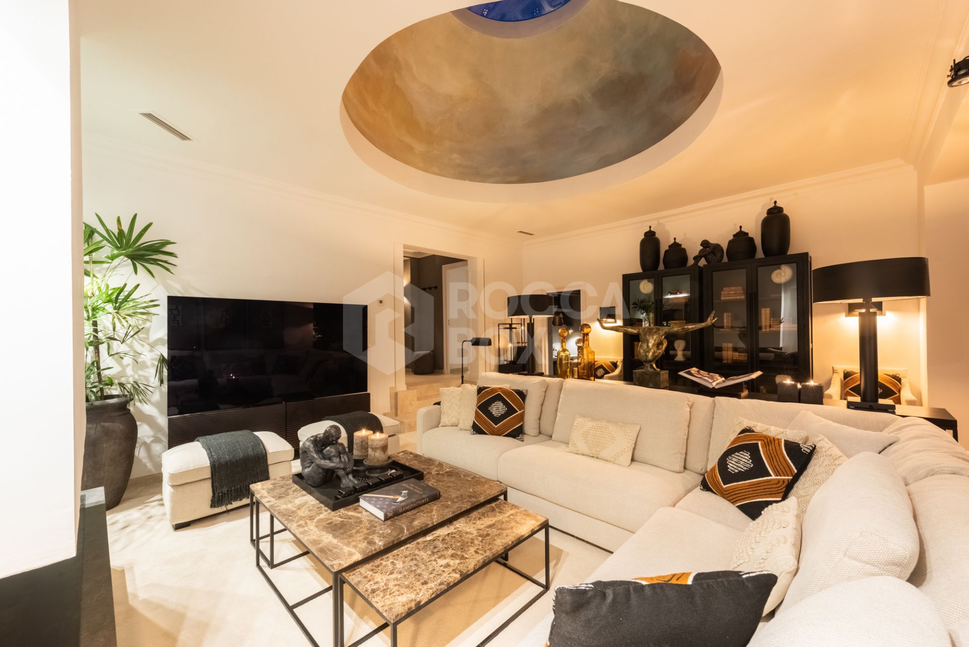 Scandi-style design bungalow in the beachfront Oasis Club on Marbella's Golden Mile.