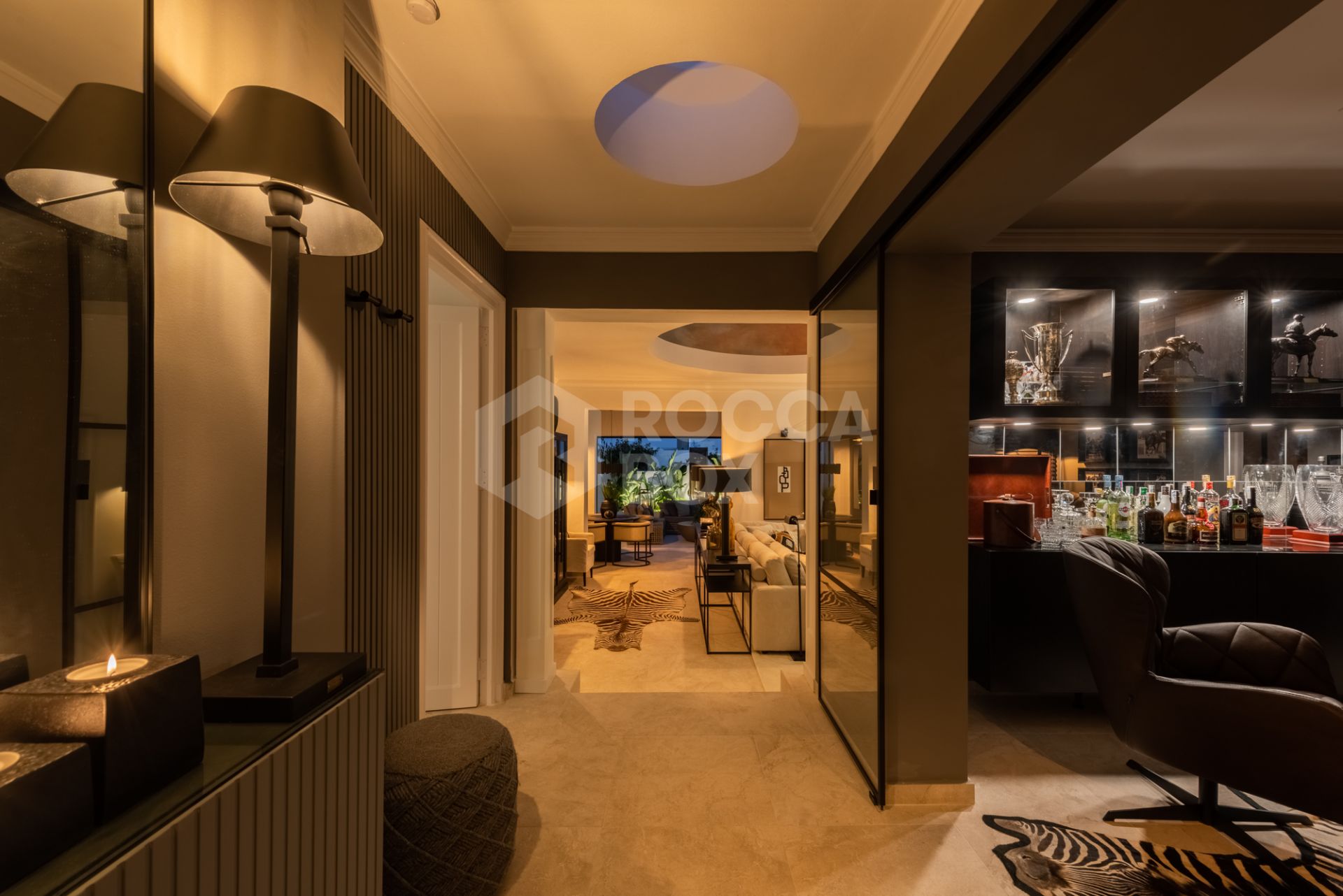 Scandi-style design bungalow in the beachfront Oasis Club on Marbella's Golden Mile.