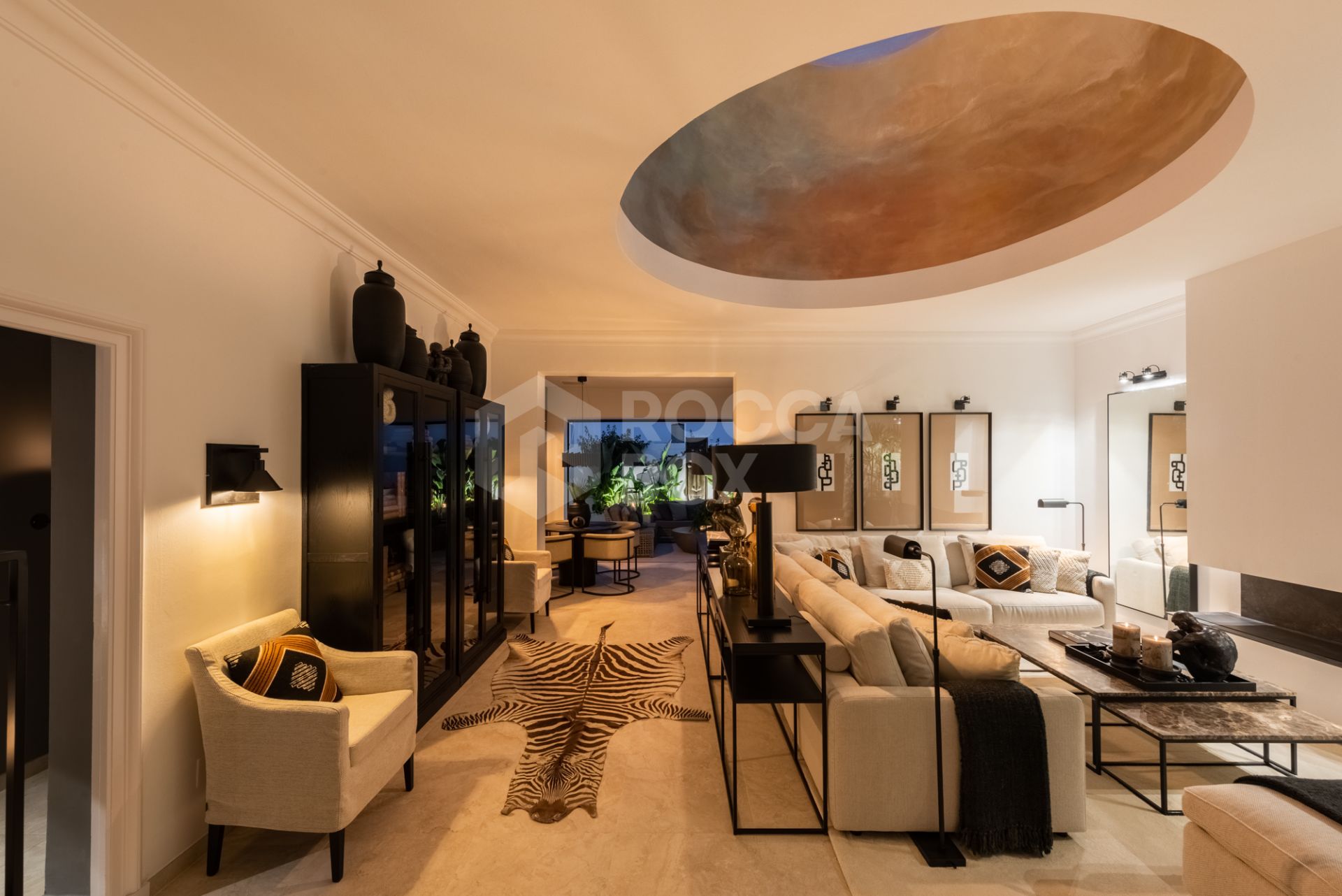 Scandi-style design bungalow in the beachfront Oasis Club on Marbella's Golden Mile.