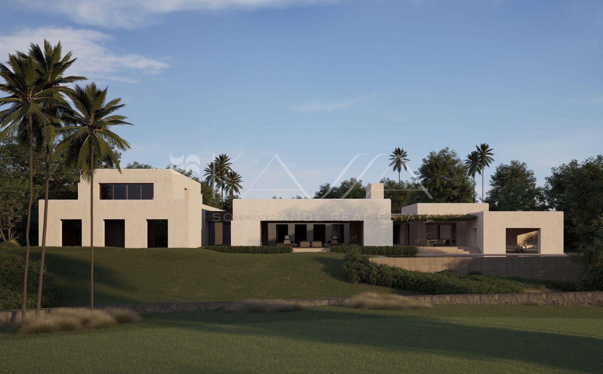 Villa Duarte, un magnífico proyecto de OOAA Arquitecto en uno de los mejores enclaves de Sotogrande. Con vistas al Real Club de Golf de Sotogrande.