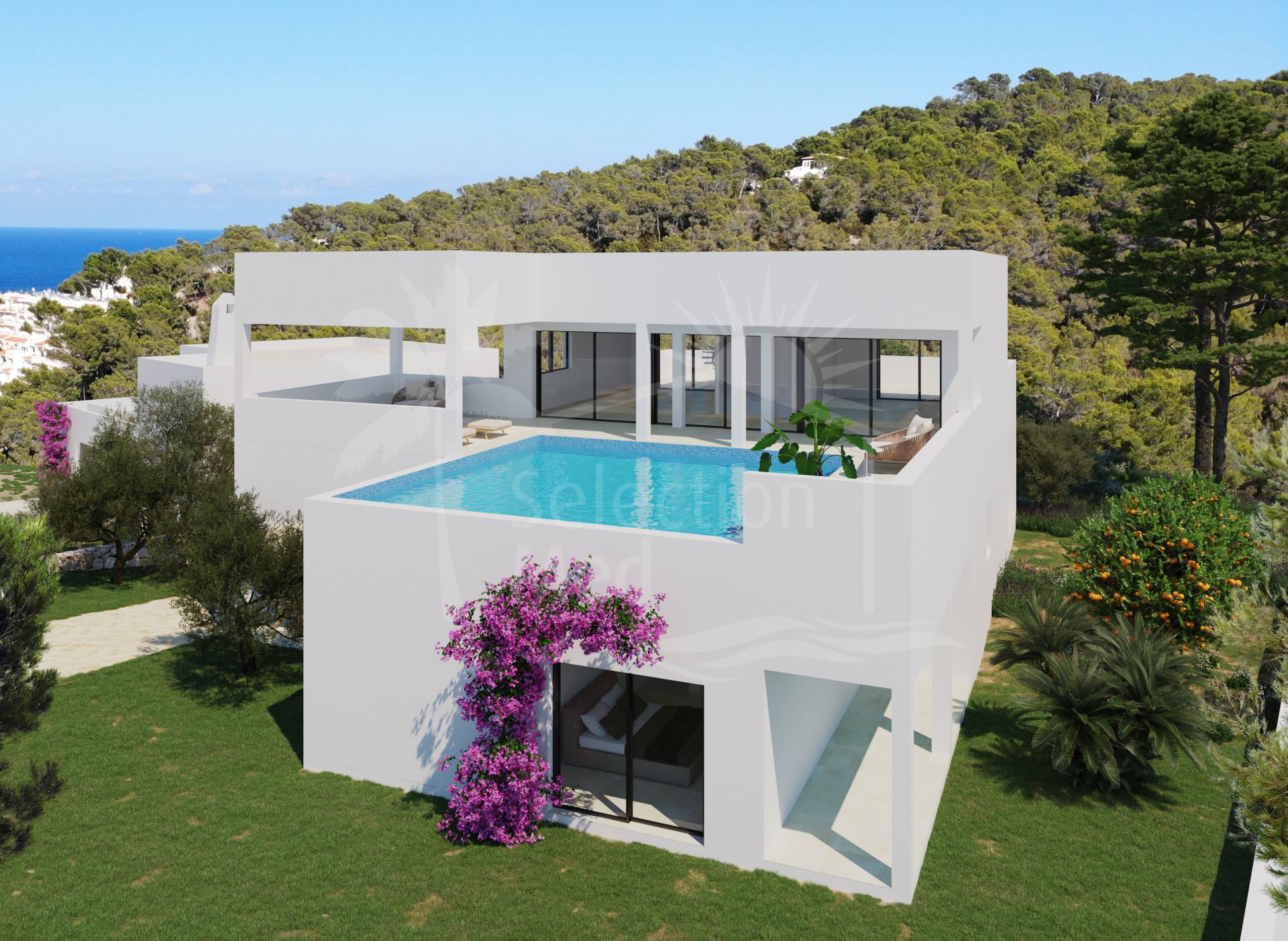 Newly built villa with stunning sea views in Es Figueral, San Carlos