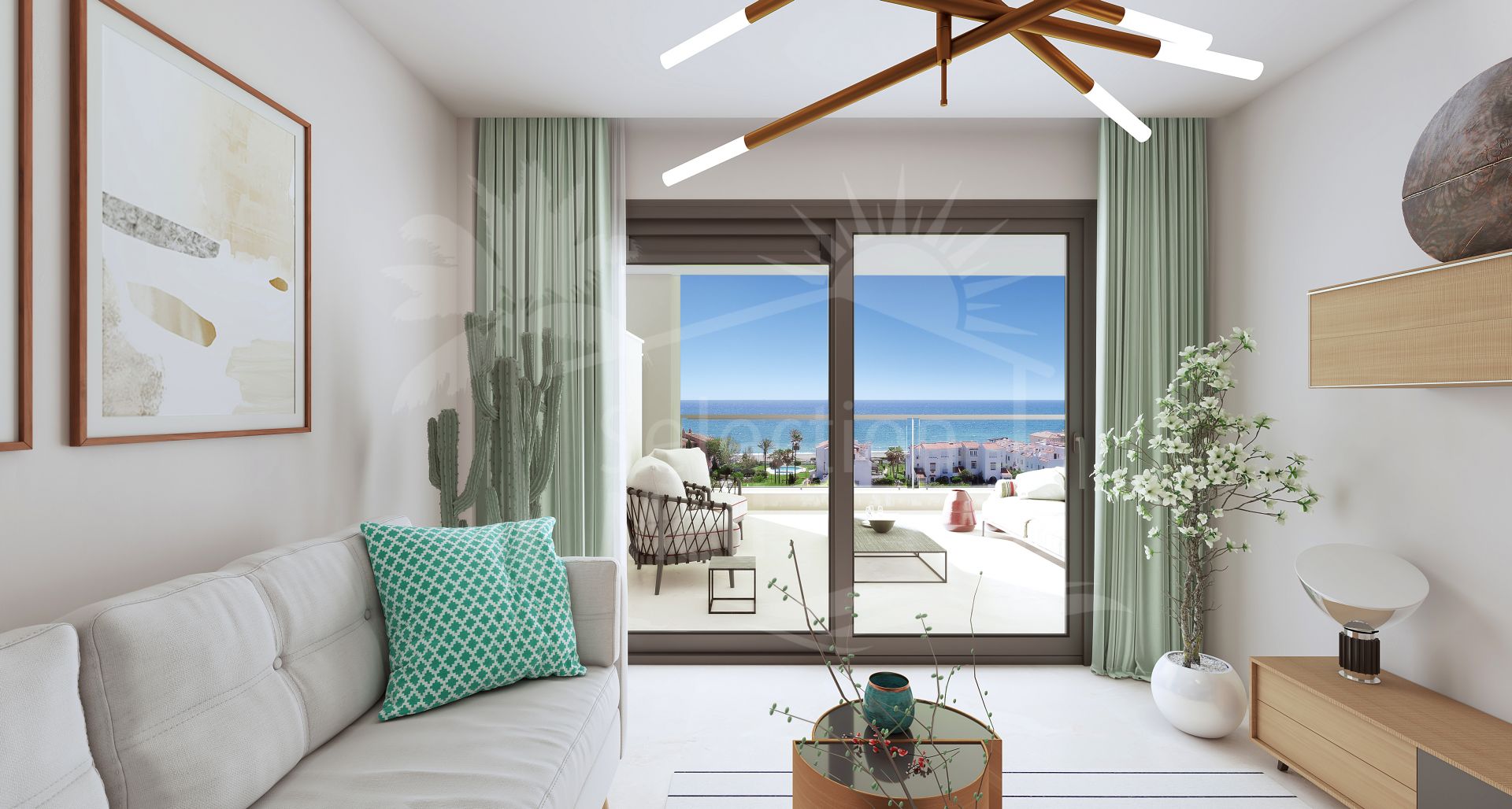 Hermosa nueva contemporánea Apartamento de 2 dormitorios con vistas parciales al mar en Casares Playa.