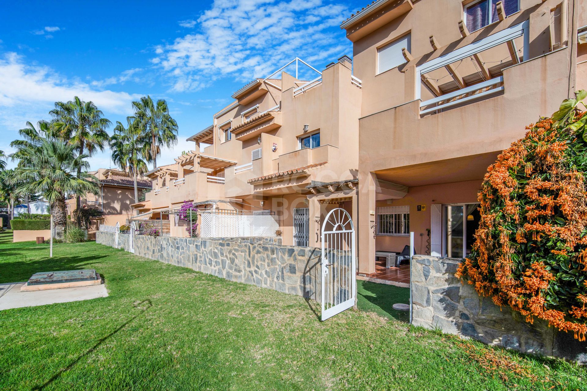Well located three bedroom, south facing, ground floor apartment in the gated beachside community Carib Playa, Marbella