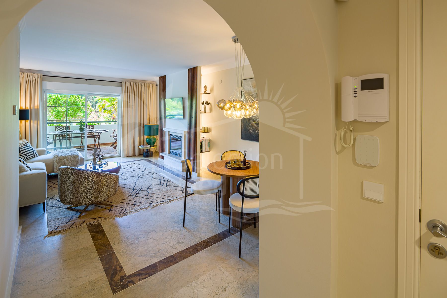 Stunning two bedroom south west facing elevated ground floor apartment in the heart of Marbella's Golden Mile