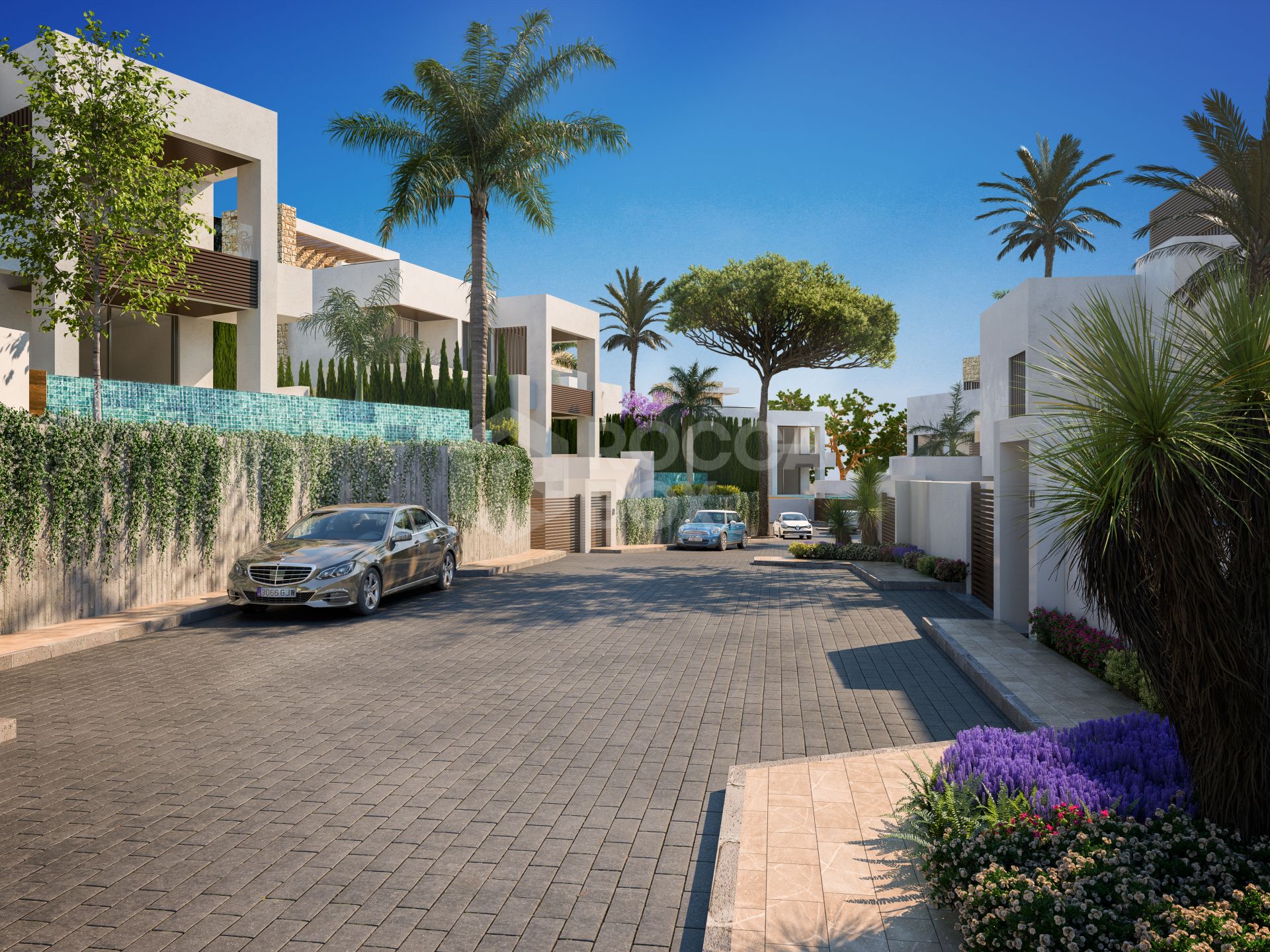 Modern four bedroom, south east facing villa of exceptional qualities is located in a gated community, consisting of only 15 villas, with 24 hour security guards and concierge services situated in a green oasis on the edge of the famous Golden Mile