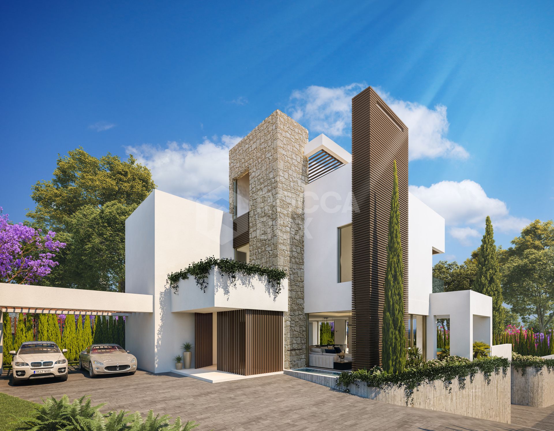 Modern four bedroom, south east facing villa of exceptional qualities is located in a gated community, consisting of only 15 villas, with 24 hour security guards and concierge services situated in a green oasis on the edge of the famous Golden Mile