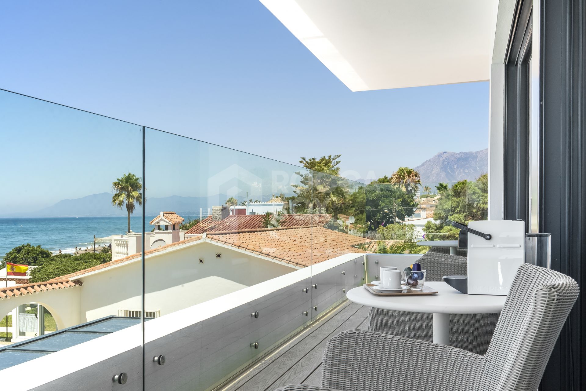 Spectacular South-East Facing Beachfront Villa with Direct Sea Access in Costabella, Marbella