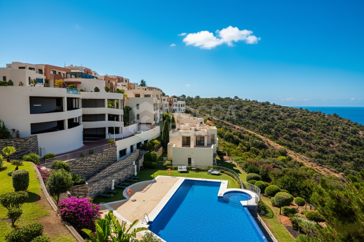 Stylish and modern, two bedroom apartment in the exclusive Samara Resort in Marbella with stunning panoramic sea views