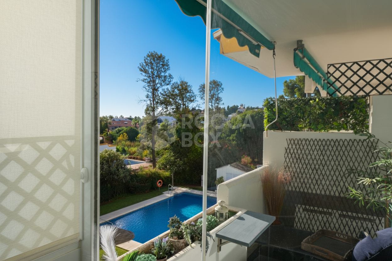 Bright south facing, recently renovated two bedroom apartment located in the beachside community of Artola Baja, Marbella
