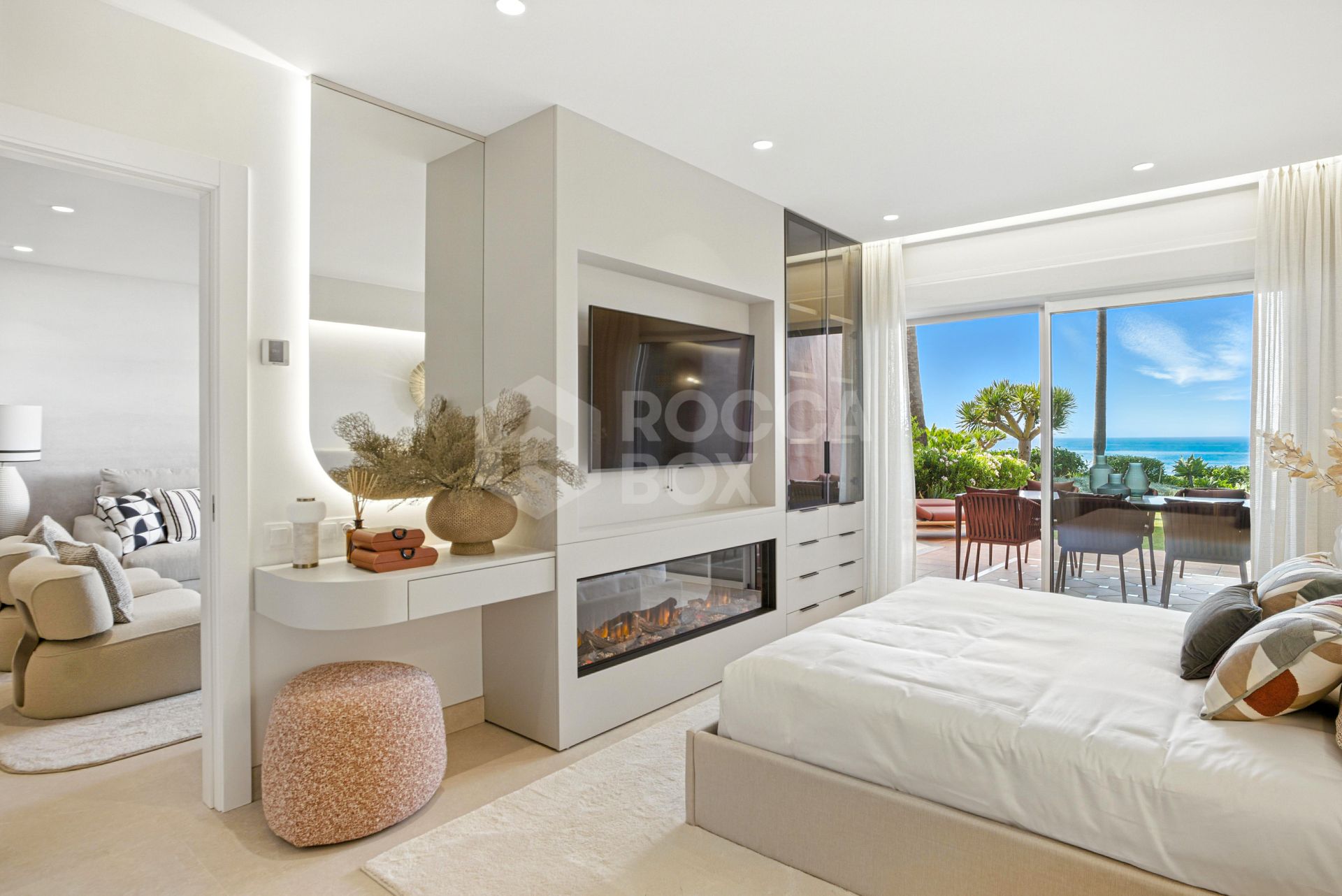 Impeccably renovated, south facing beach front, garden apartment located in the exclusive Menara Beach community on the sought-after New Golden Mile