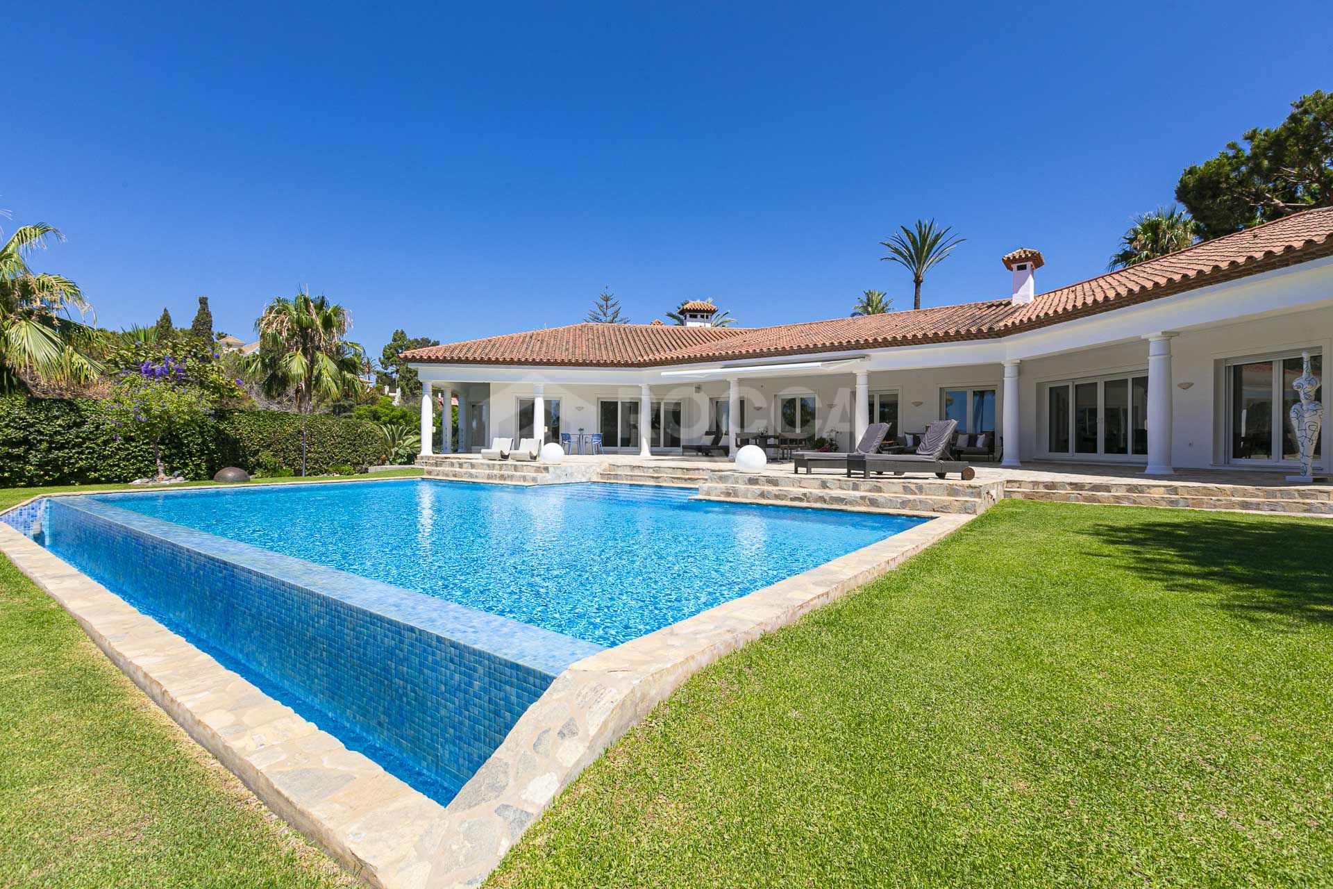 Beautiful, south facing four bedroom Villa located in the sought after area of Hacienda Las Chapas, Marbella