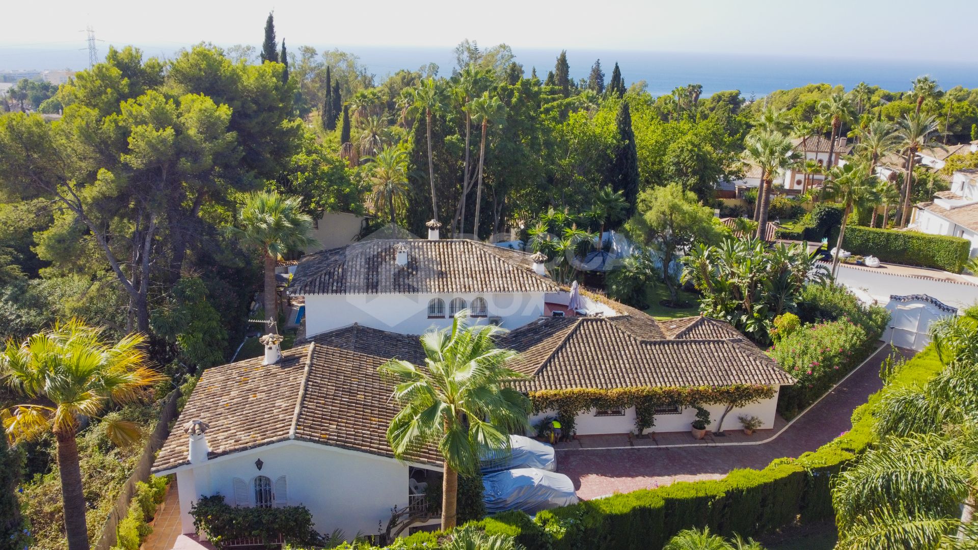 Wonderful six bedroom, south facing villa in the residential area Rocio de Nagueles, Marbella with guest apartment