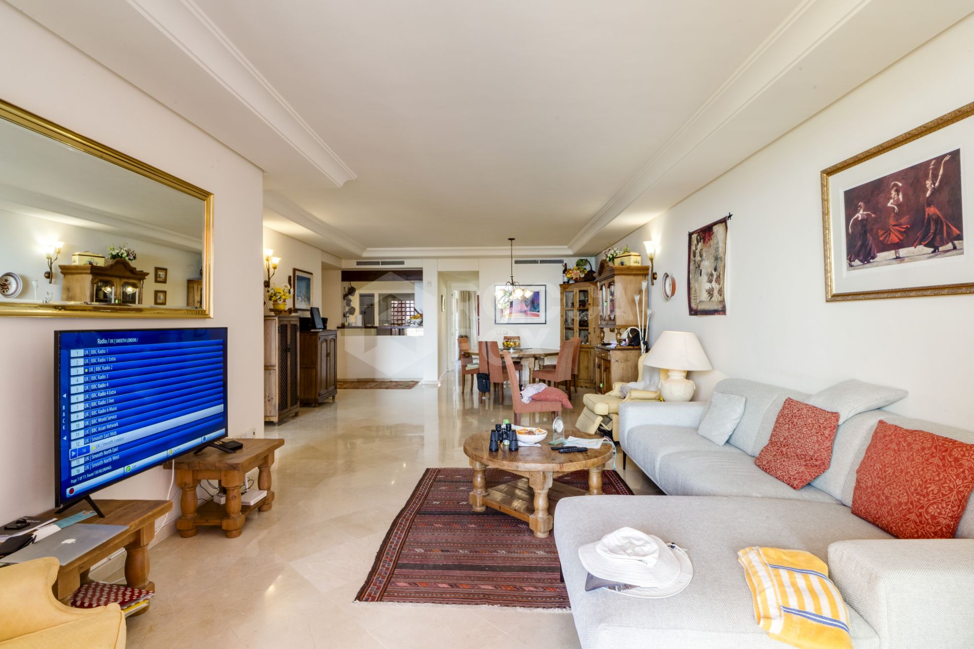 Impressive two bedroom, beach front ground floor apartment located in the luxury gated community of Menara Beach, Estepona.