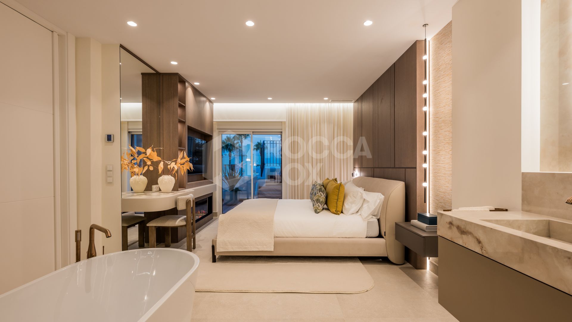 Stunning south-facing three bedroom penthouse located in the exclusive gated community of Bahia Del Velerin, Estepona.