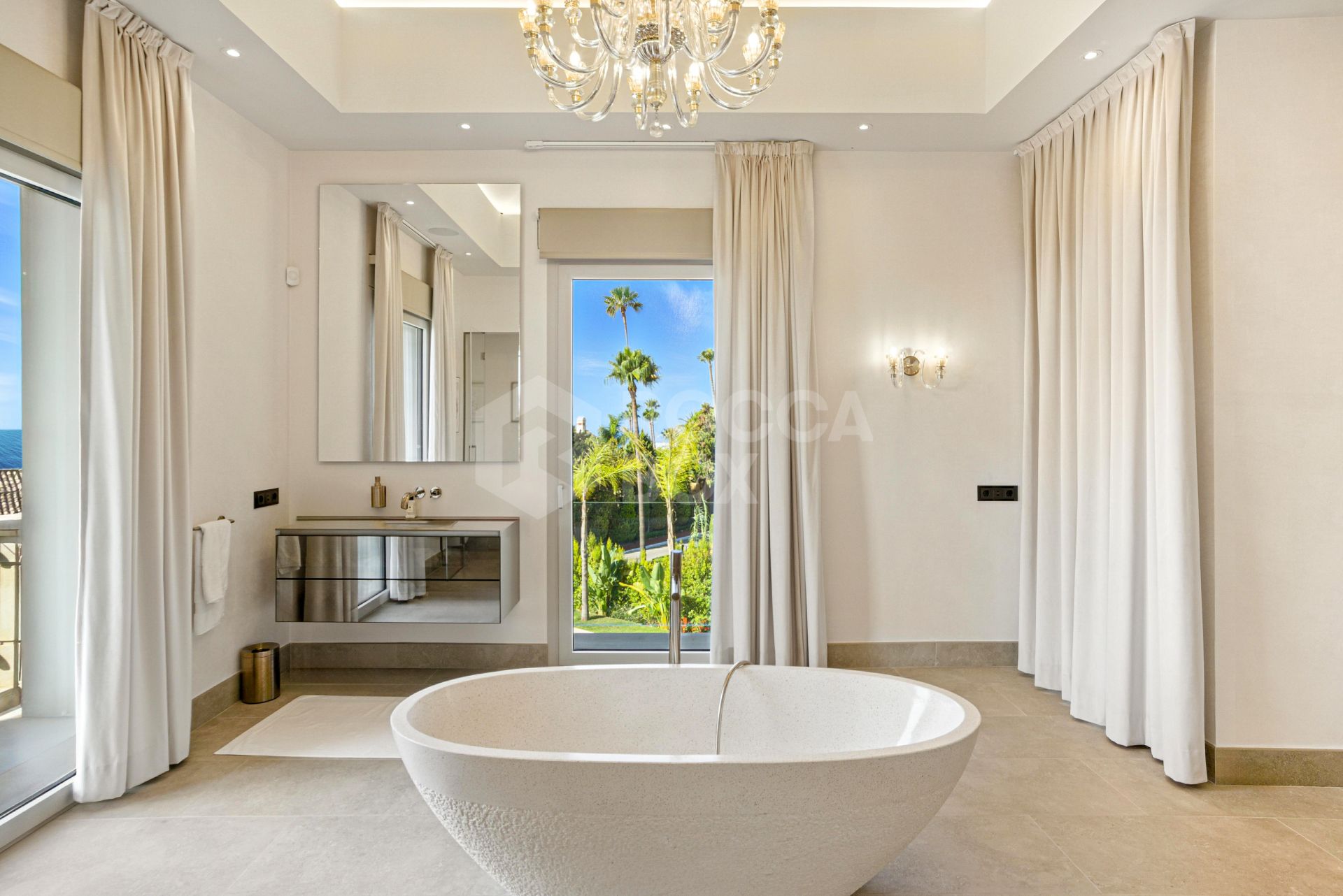 An architecturally unique, south-facing property located in the exclusive gated community of Sierra Blanca on Marbella’s prestigious Golden Mile