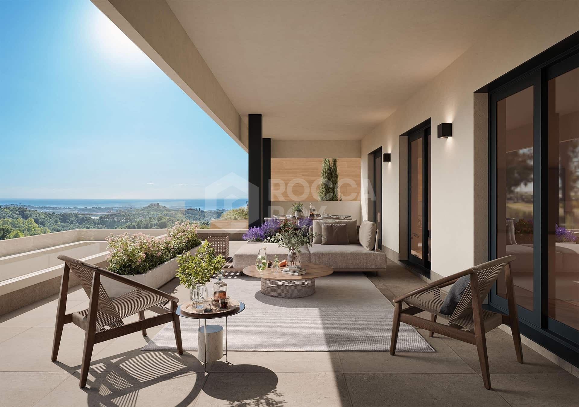 Stylish 2-Bed Mediterranean Home with Sea Views & Resort-Style Amenities