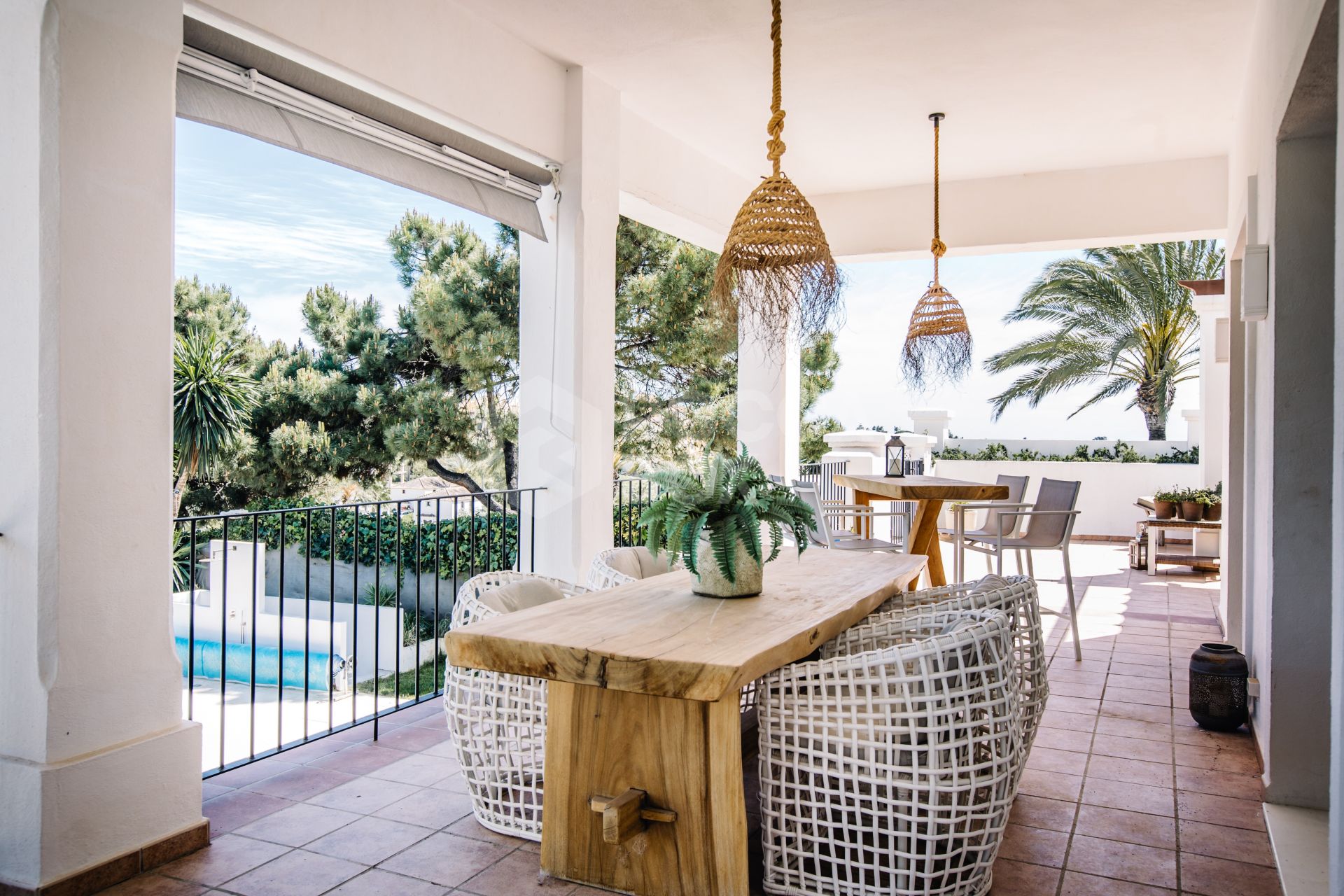 Elegant Andalusian-Style Villa Frontline to La Resina Golf with Heated Pool & Garden Oasis