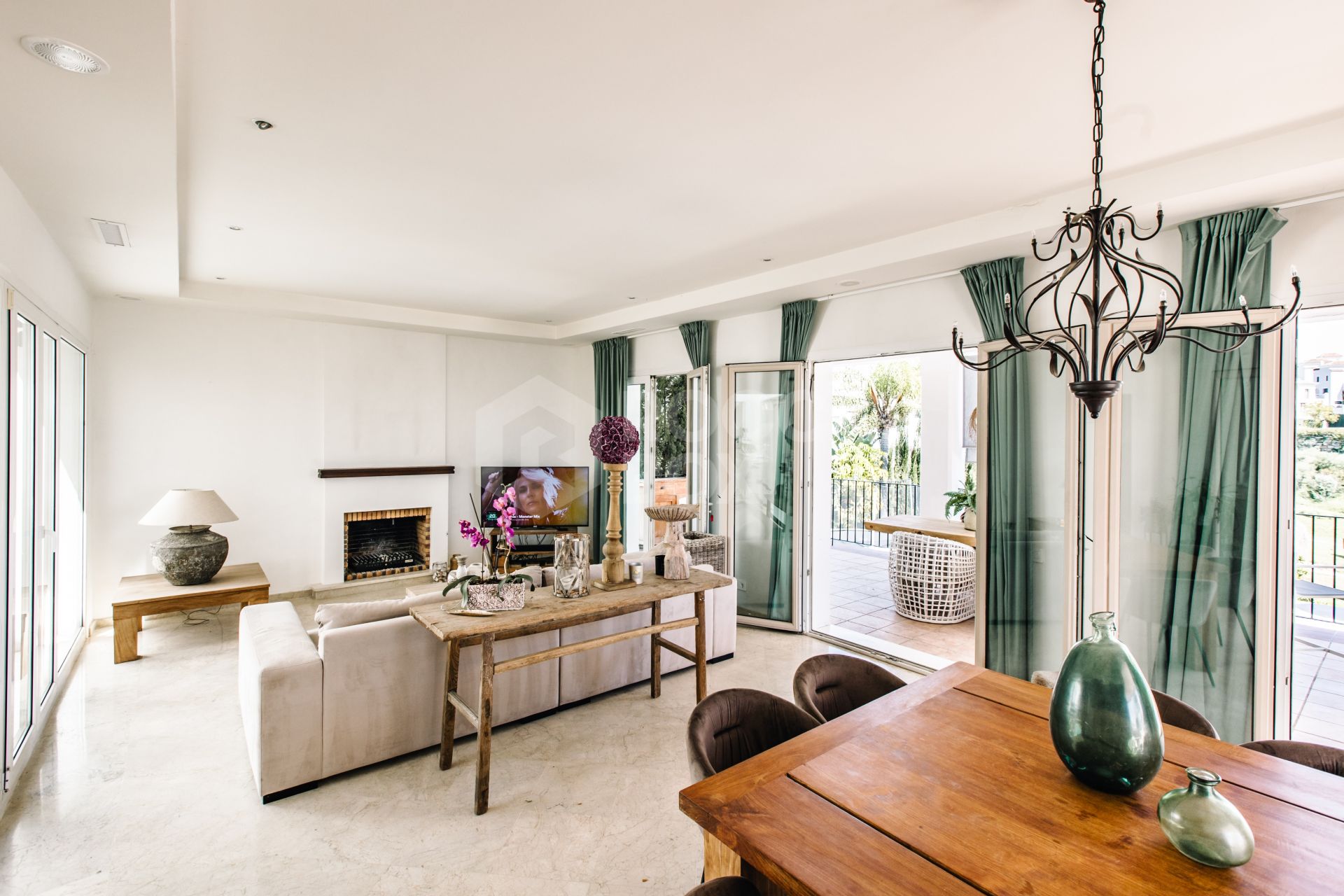 Elegant Andalusian-Style Villa Frontline to La Resina Golf with Heated Pool & Garden Oasis