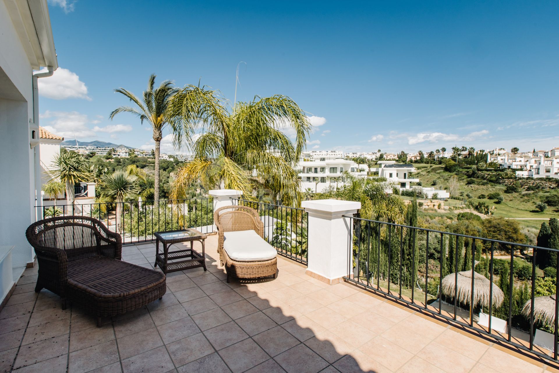 Elegant Andalusian-Style Villa Frontline to La Resina Golf with Heated Pool & Garden Oasis