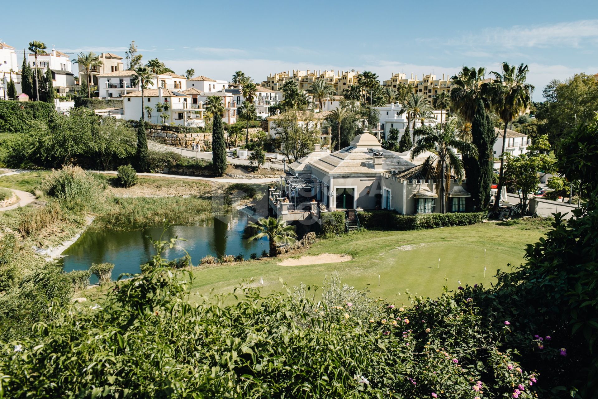 Elegant Andalusian-Style Villa Frontline to La Resina Golf with Heated Pool & Garden Oasis
