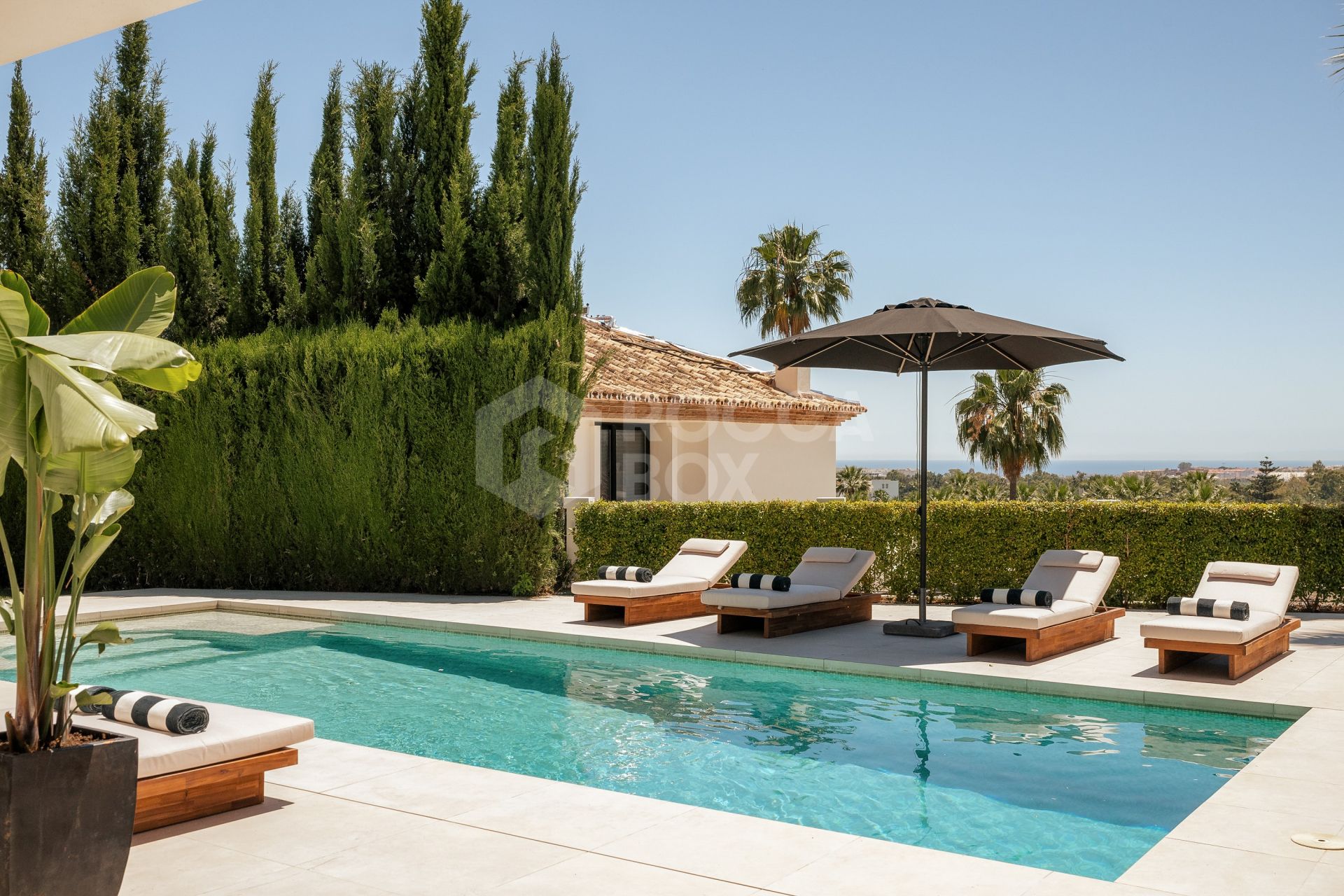 Elegant Sunlit Villa with Panoramic Sea & Golf Views, Outdoor Kitchen, and Luxury Interiors