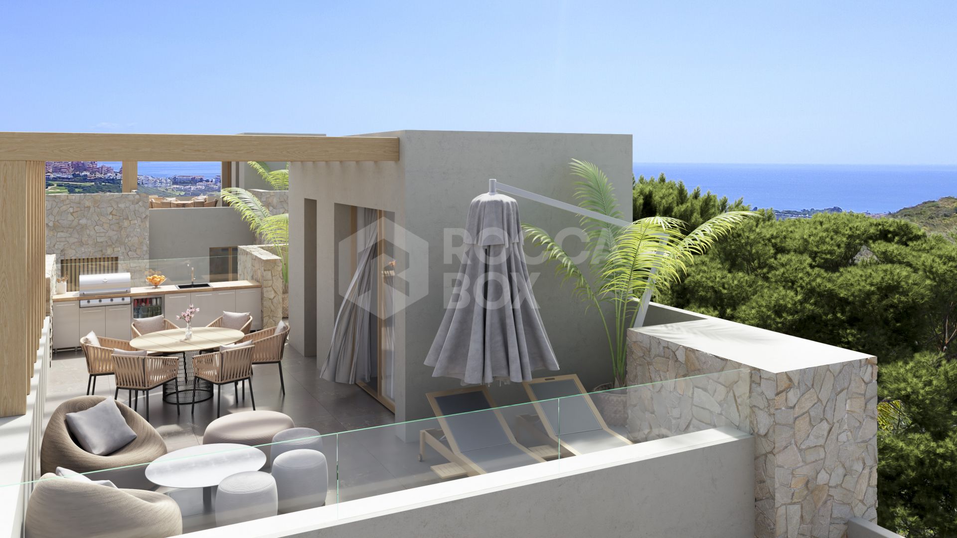 Modern Mediterranean Townhouse with Panoramic Sea Views and Rooftop Terrace