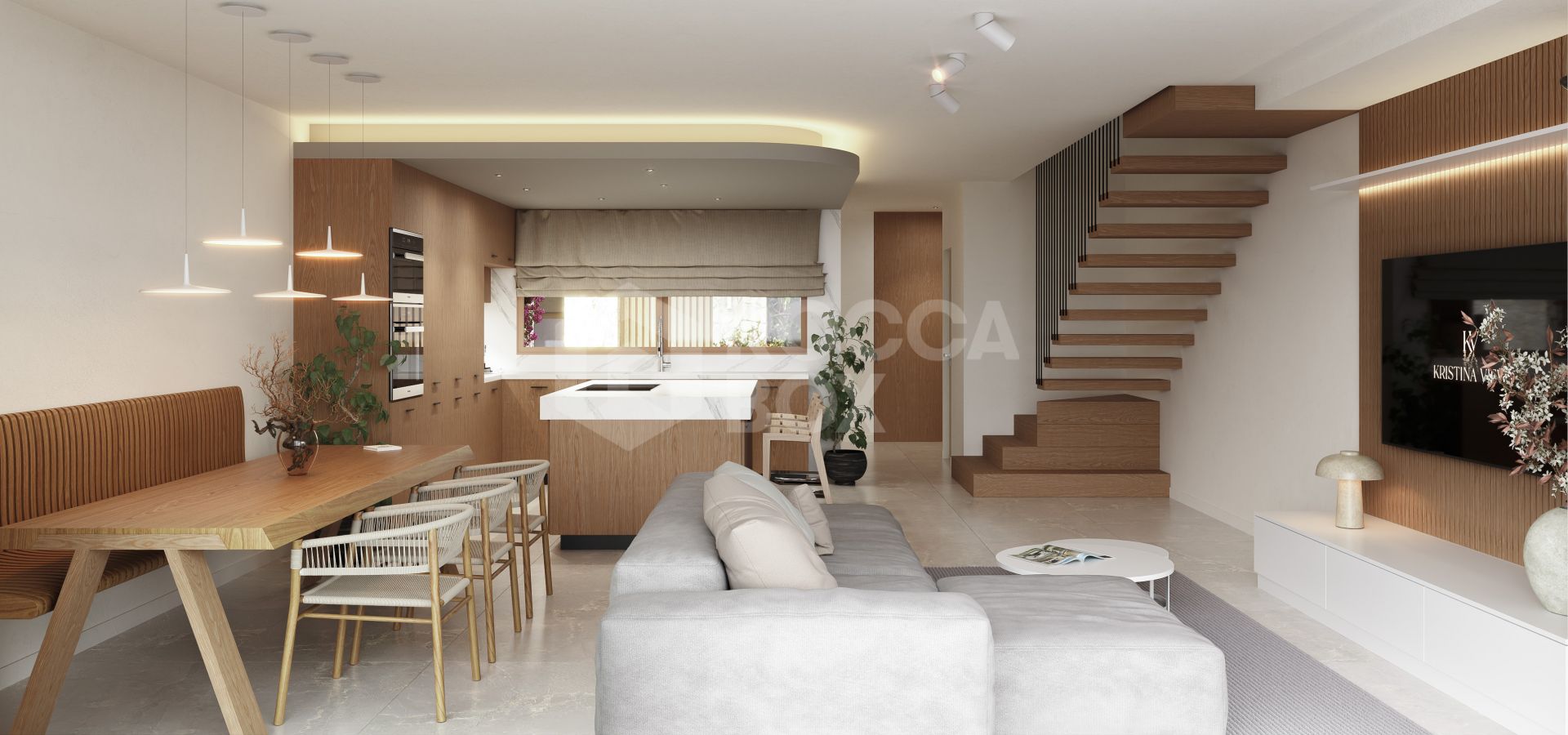 Modern Mediterranean Townhouse with Panoramic Sea Views and Rooftop Terrace