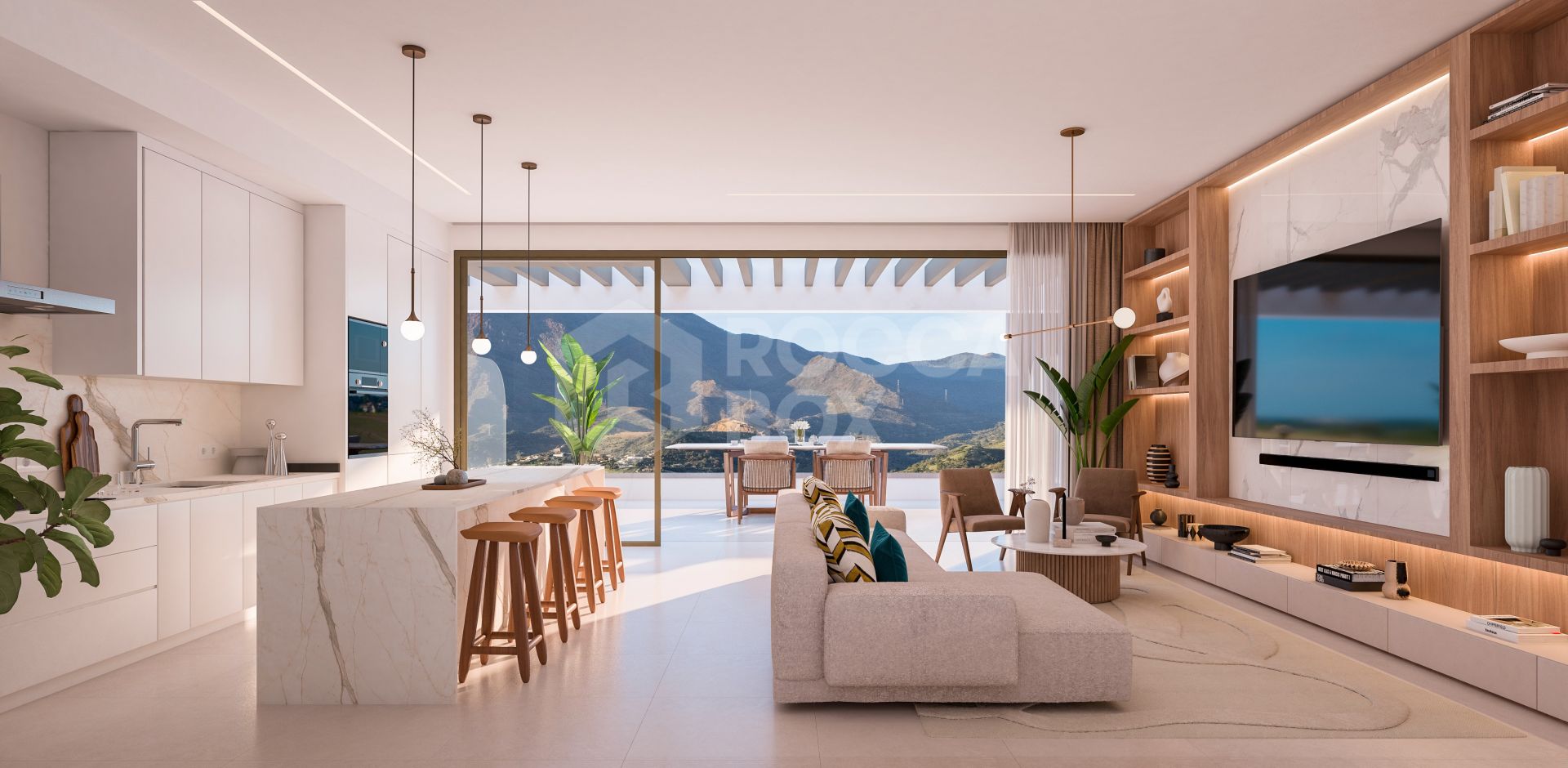Modern 2-Bedroom Apartment with Sea & Mountain Views
