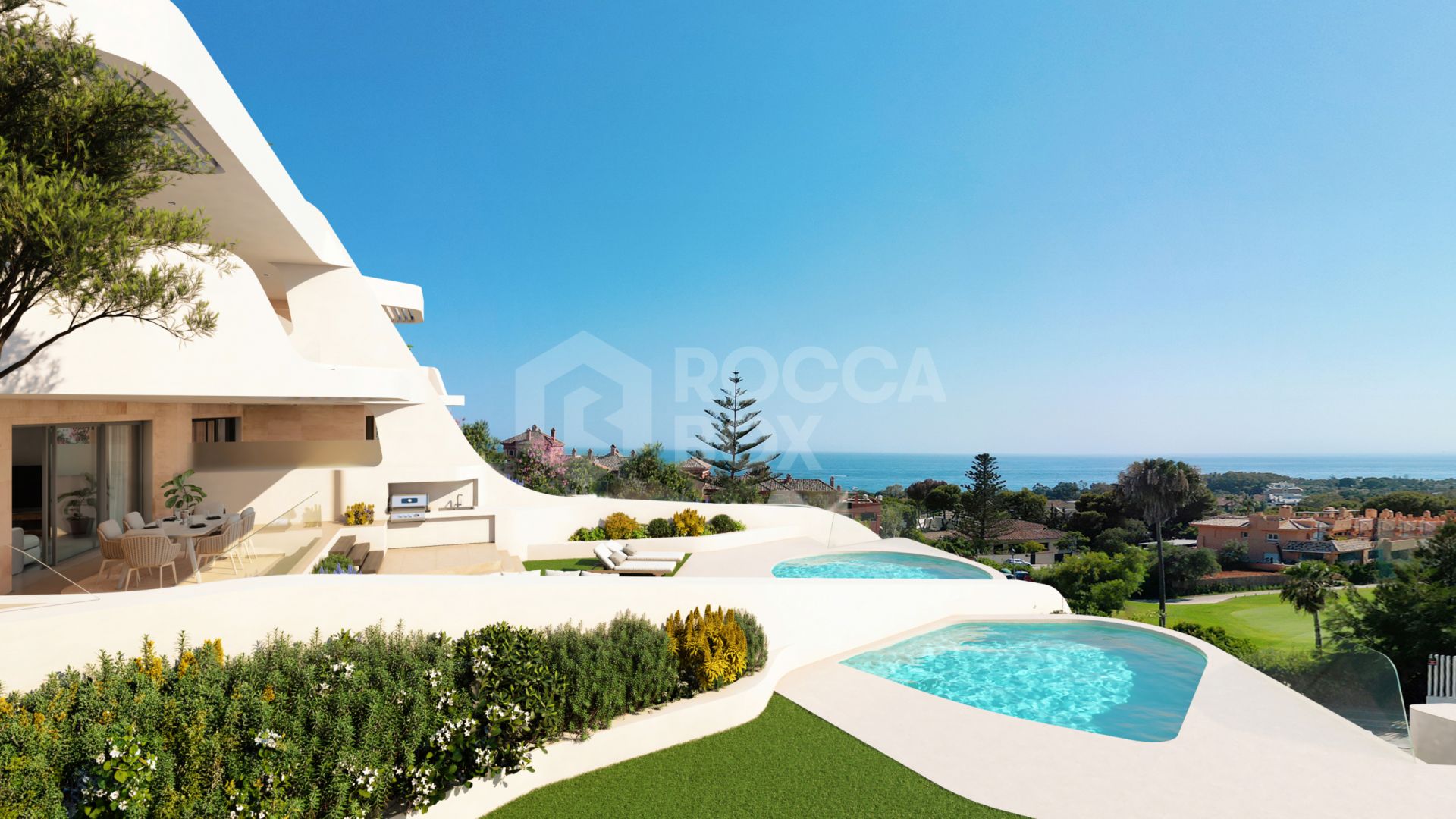 Sophisticated Seaside Living: 3-Bedroom Apartment with Private Pool, Panoramic Views in Estepona