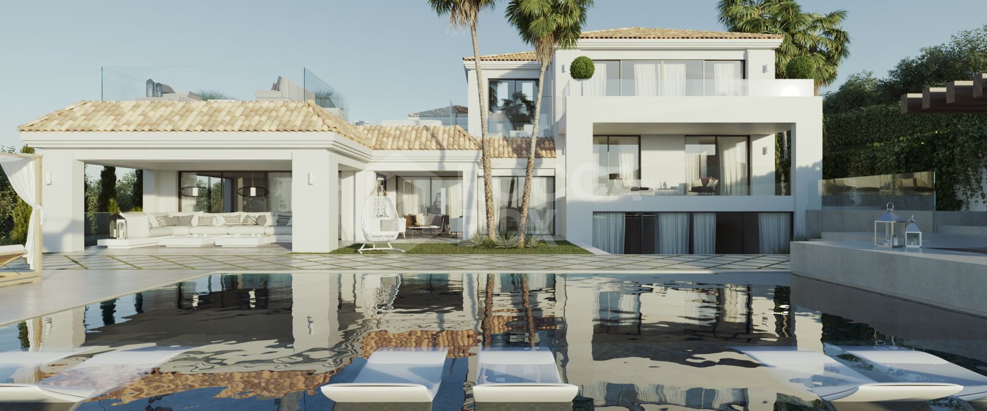 Exquisite Architectural Masterpiece in Nueva Andalucia: Exceptional Five-Bedroom Villa with Panoramic Golf Course Views