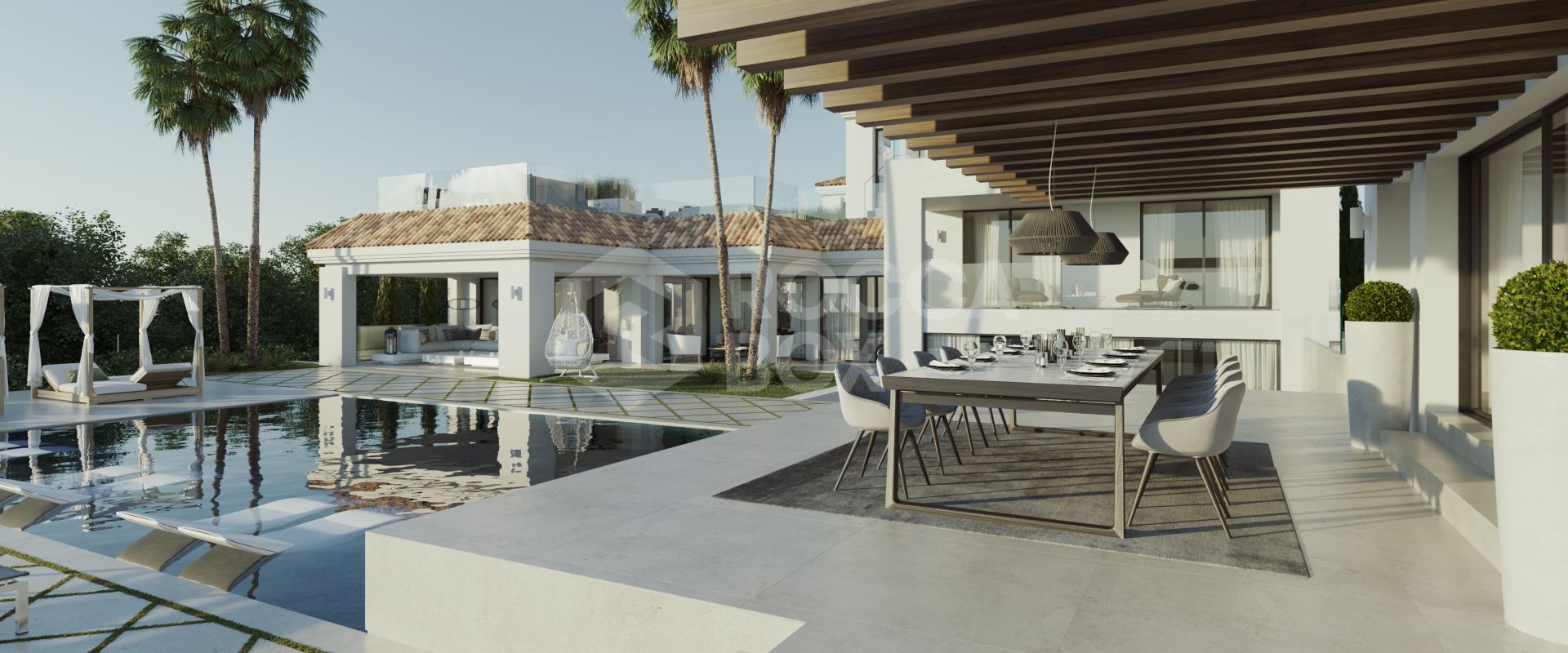 Exquisite Architectural Masterpiece in Nueva Andalucia: Exceptional Five-Bedroom Villa with Panoramic Golf Course Views