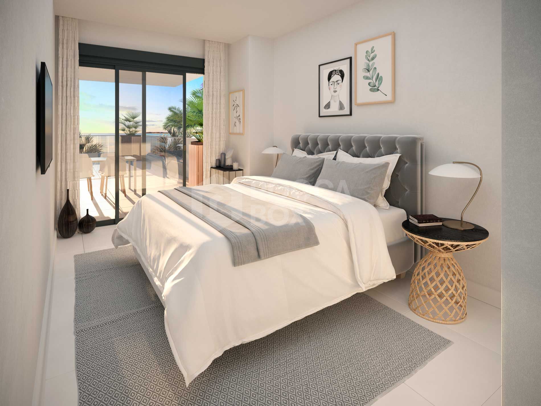 Mesas Homes offers a total of 187 one, two, three or four bedroom apartmentslocated in the city of Estepona. Its privileged location offers beautifulviews over the bay of Estepona.