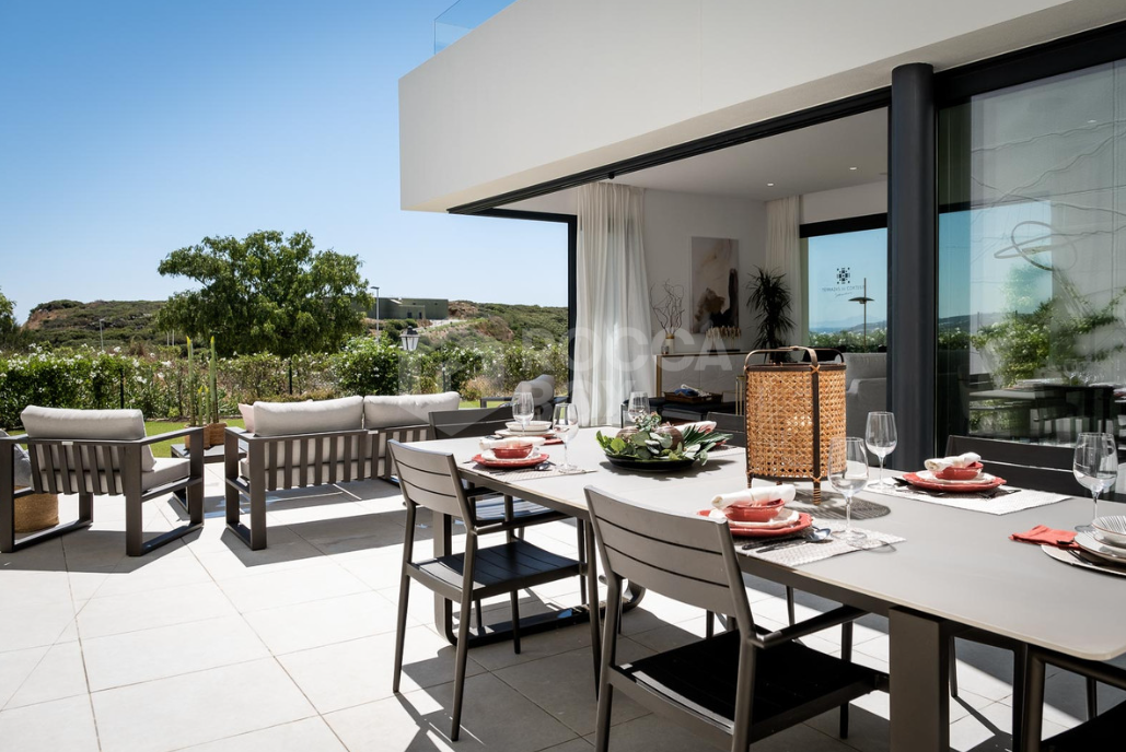 Boutique residential complex comprising 12 modern villas sitting on the hills of Finca Cortesin in Casares Costa, overlooking the stunning landscape stretching from the Marbella mountain range to Gibraltar and the coast of Morocco uninterrupted.