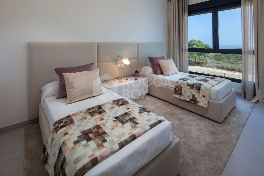 Boutique residential complex comprising 12 modern villas sitting on the hills of Finca Cortesin in Casares Costa, overlooking the stunning landscape stretching from the Marbella mountain range to Gibraltar and the coast of Morocco uninterrupted.