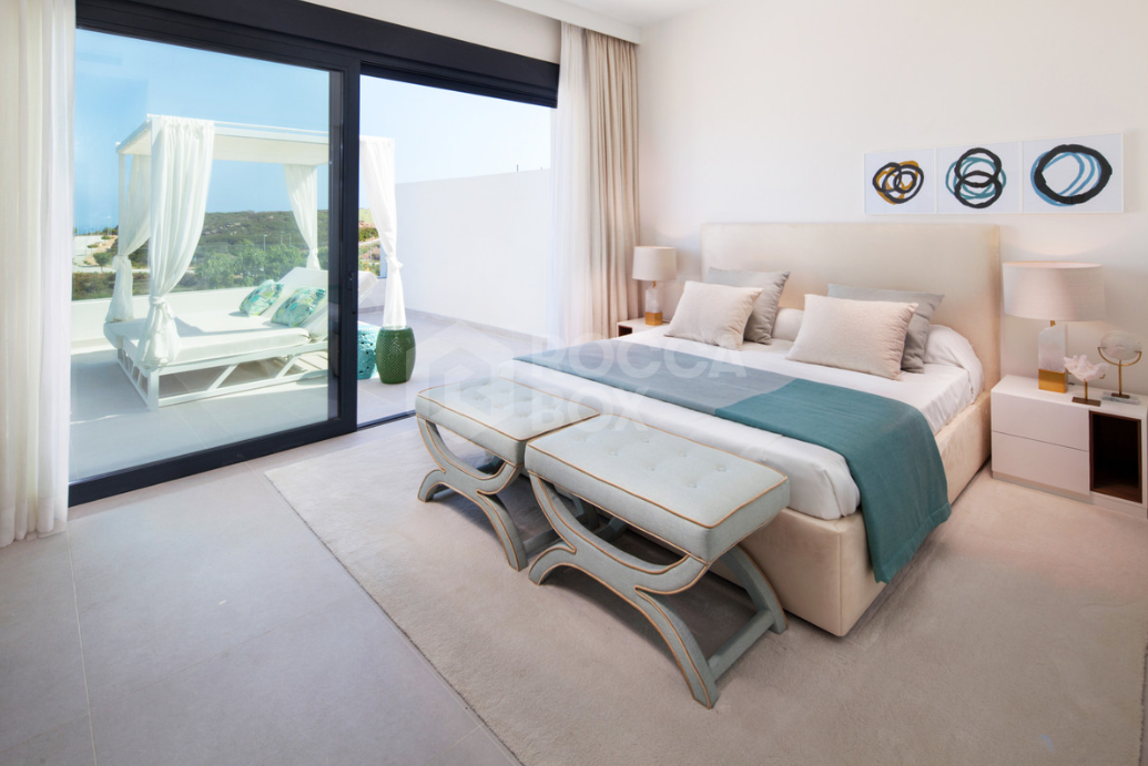 Boutique residential complex comprising 12 modern villas sitting on the hills of Finca Cortesin in Casares Costa, overlooking the stunning landscape stretching from the Marbella mountain range to Gibraltar and the coast of Morocco uninterrupted.