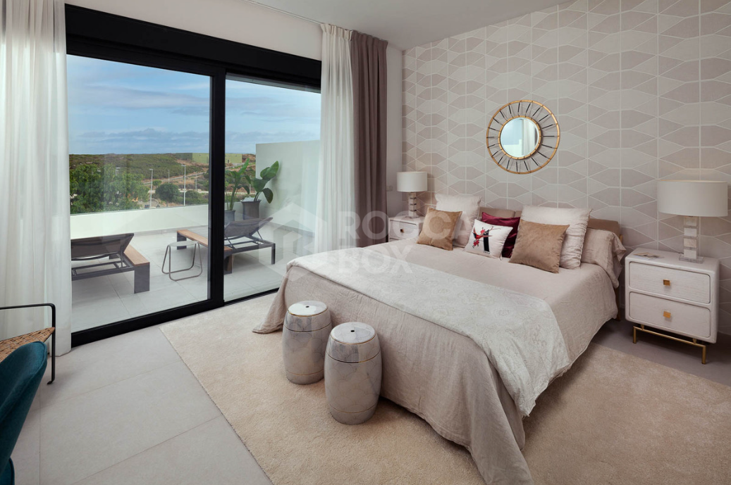Boutique residential complex comprising 12 modern villas sitting on the hills of Finca Cortesin in Casares Costa, overlooking the stunning landscape stretching from the Marbella mountain range to Gibraltar and the coast of Morocco uninterrupted.