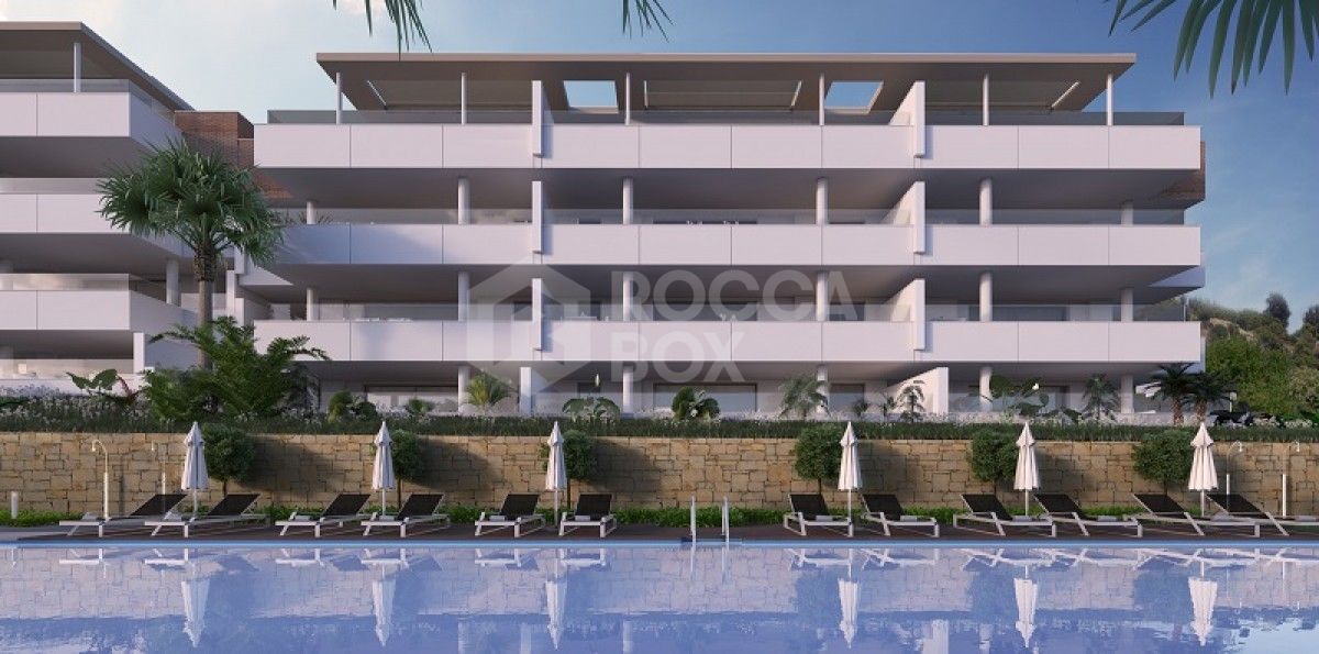New built modern 3 bedroom ground floor apartment with large terrace in Benahavis