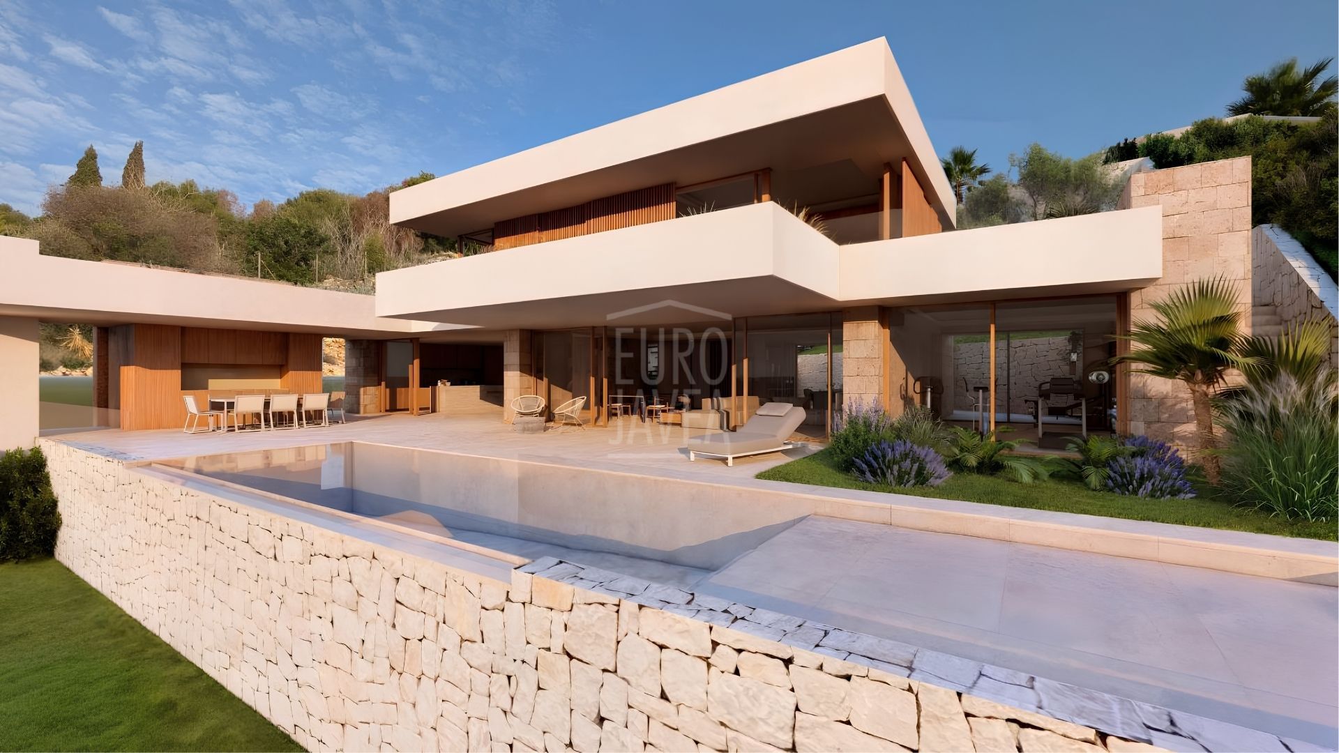 Parcela en exclusiva con proyecto y licencia de obra concedida para villa de lujo con vistas panorámicas al mar en Castellans, Jávea.
