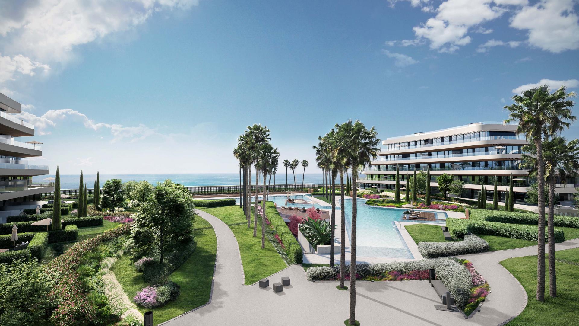 104 apartamentos de 1 a 4 dormitorios ubicados en primera línea de playa. Atan solo 800 metros del Parador Málaga Golf y a poco más de 10 minutos delcorazón de Málaga capital.