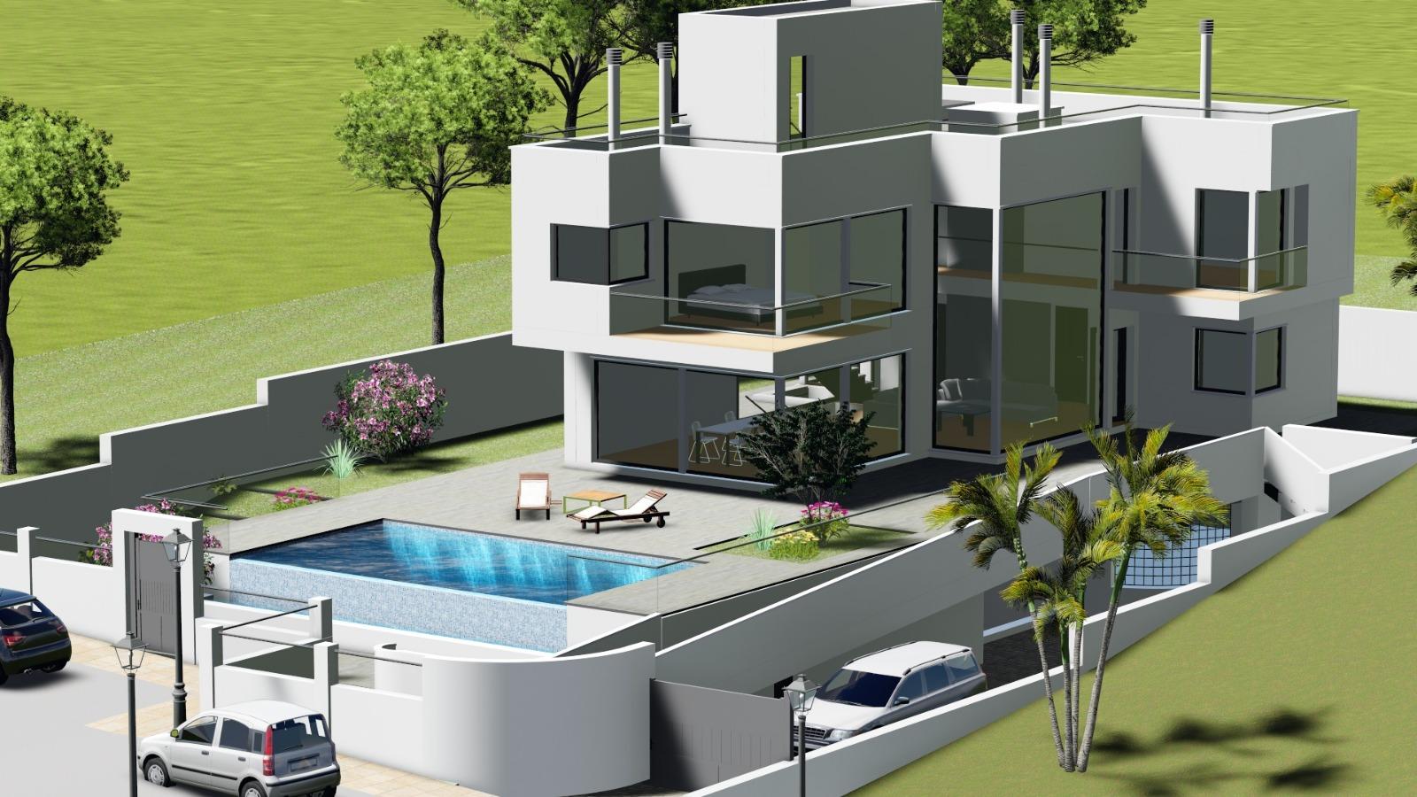 Projet de villas de luxe moderne avec piscine à débordement privée, cave et garage dans l'urbanisation La Cala GOlf Resort