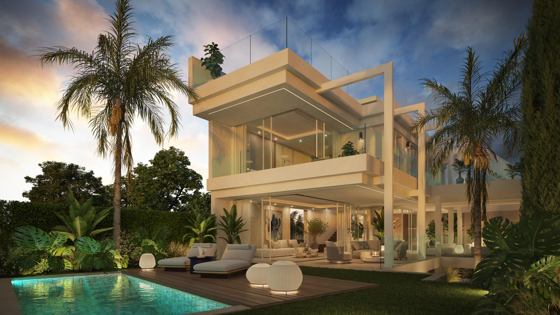 Villa de lujo en Marbella, zona Valdeolletas, con piscina privada y vistas al mar