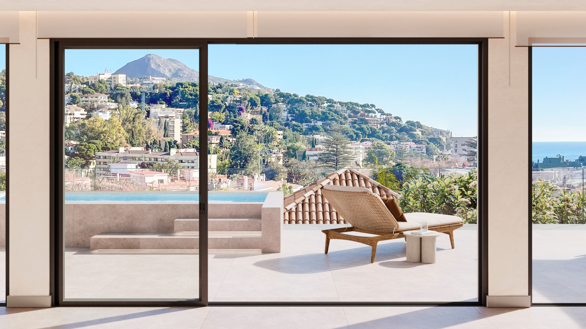 Luxury apartment with two communal swimming pools and sea views in the east of Malaga