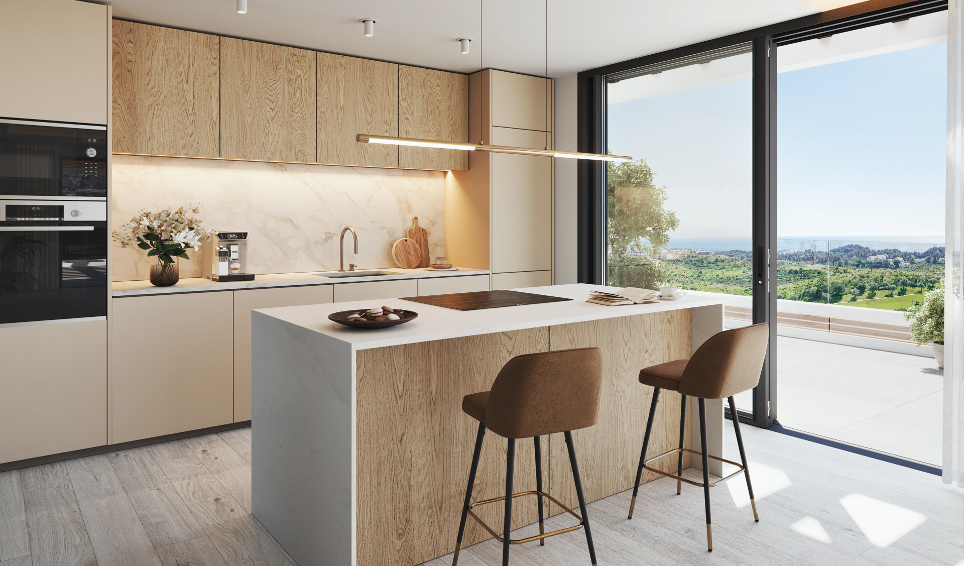 Apartamento exclusivo con impresionantes vistas al golf y al mar en Mijas, Málaga