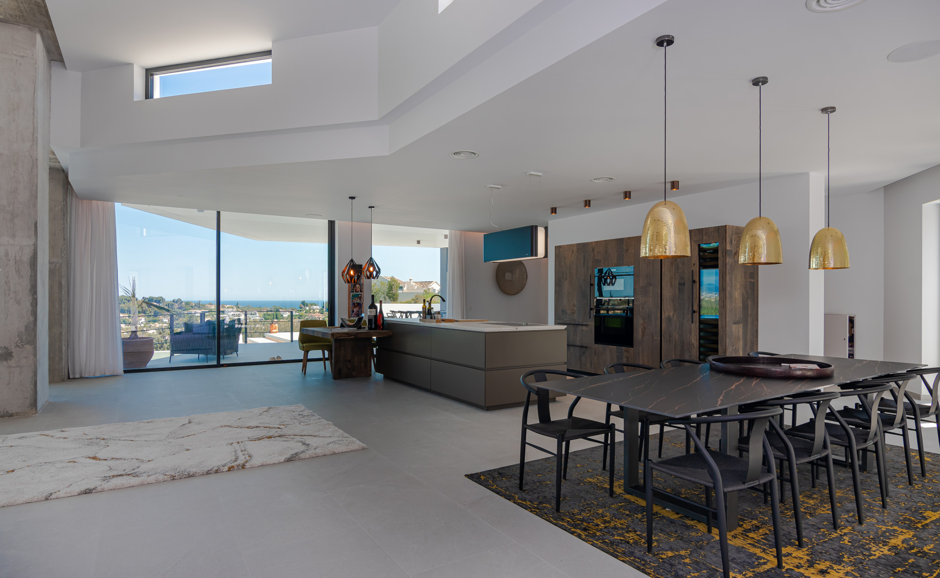 Spacious kitchen with ocean views and contemporary design