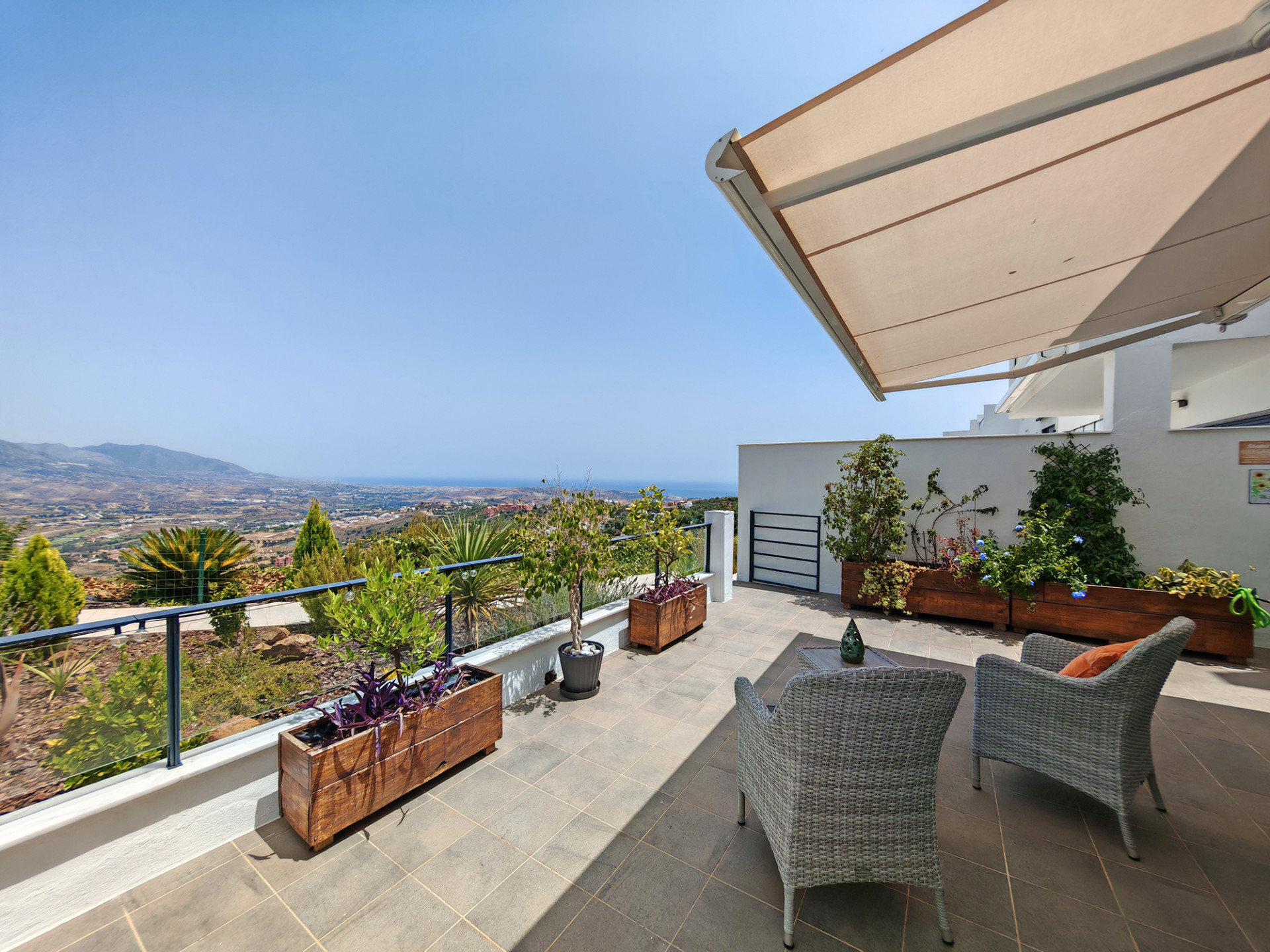 Stunning townhouse for sale in Elviria Hills, Marbella East with panoramic sea, mountain and countryside views